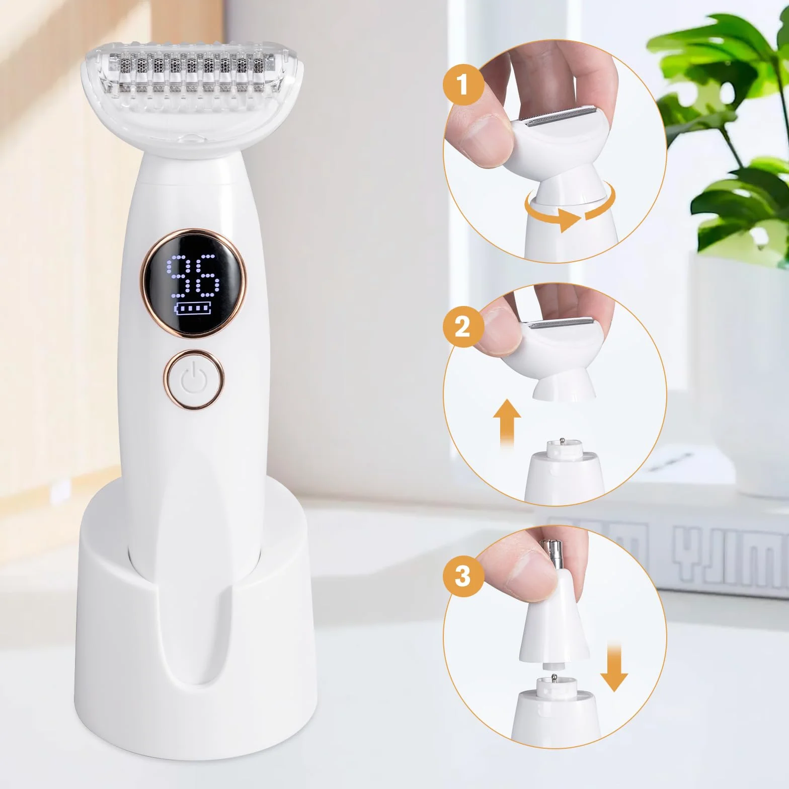 Carehabi golarka intymna damska 5 w 1 IPX7 wodoszczelna stacja ładująca USB