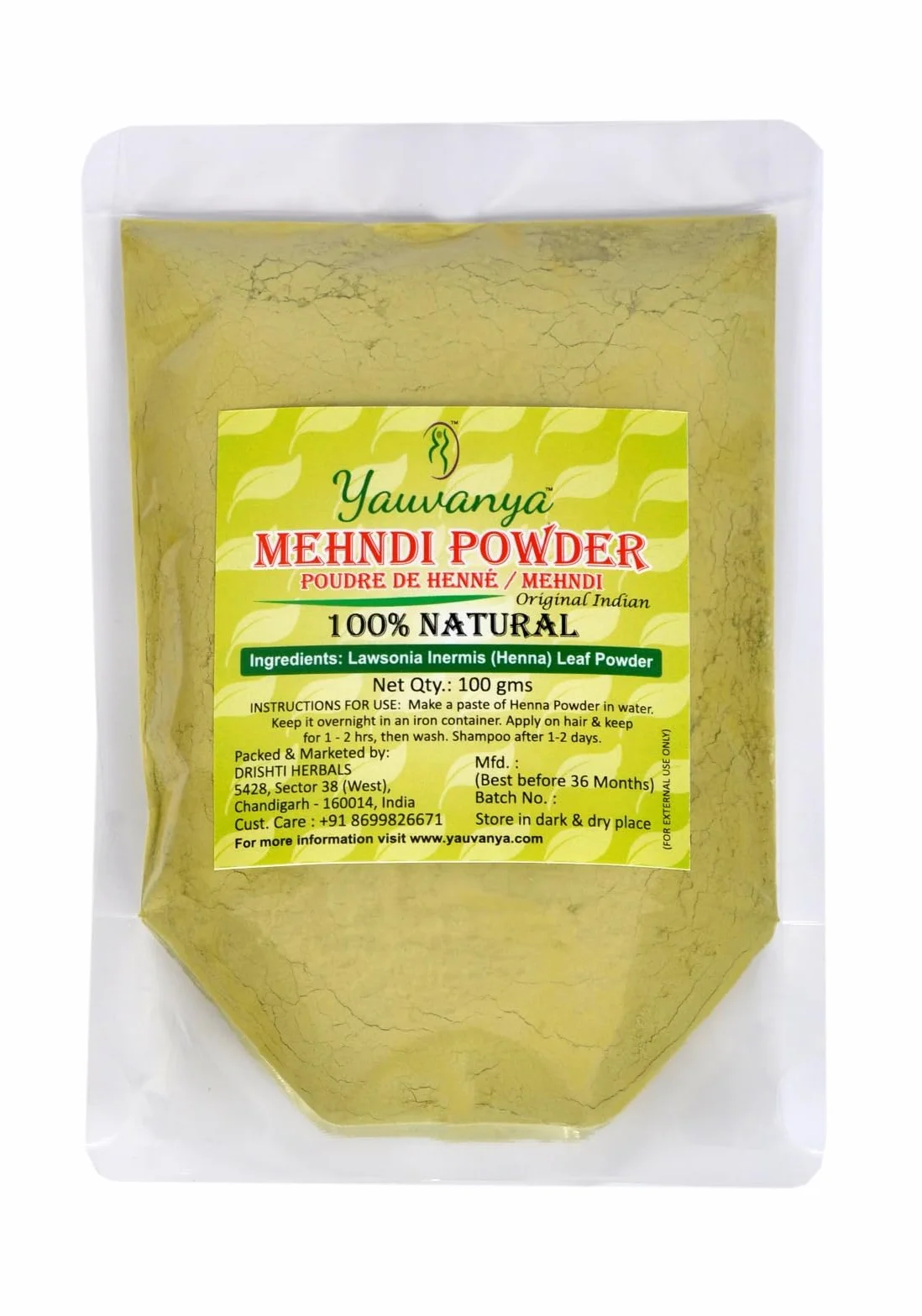 Oryginalny indyjski rajasthani czyste i naturalne mehndi (Henna) do włosów - 100 g
