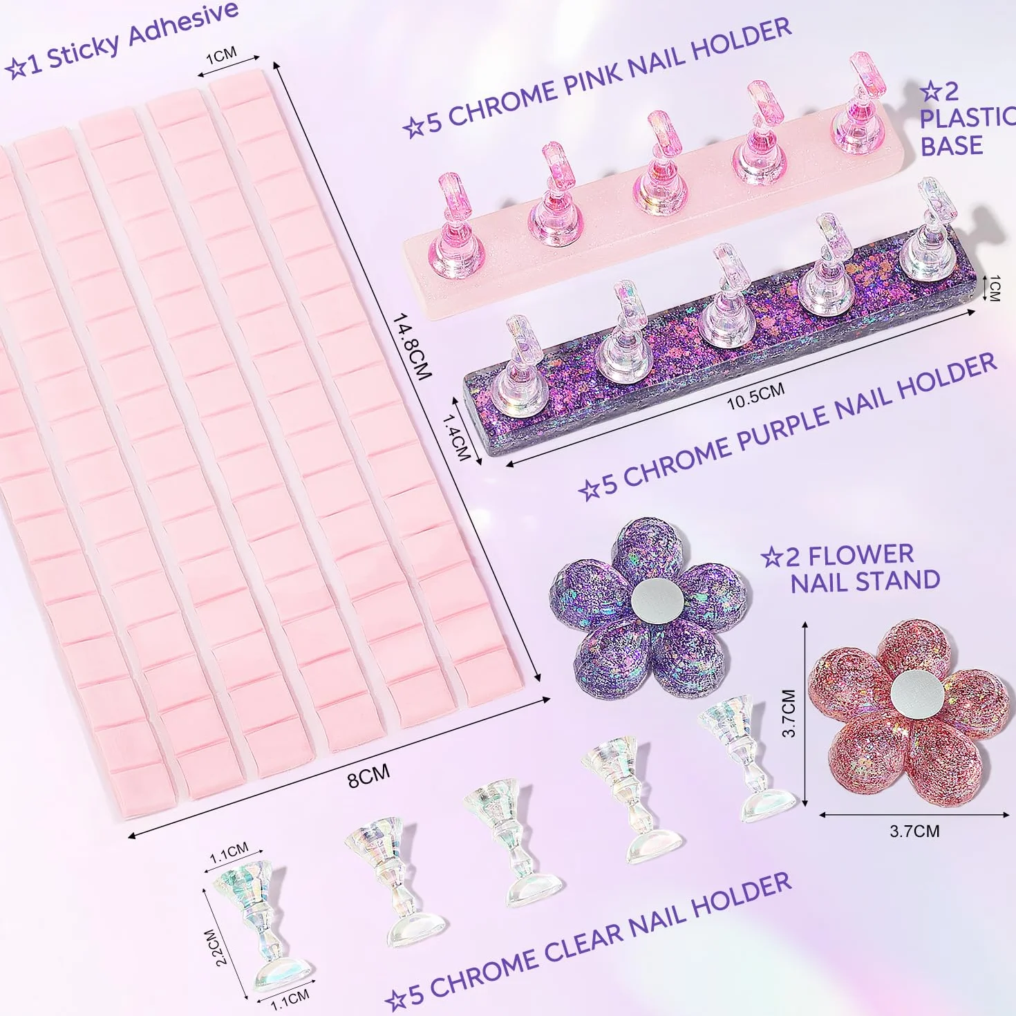 Nicedeco Magnetic stojak na paznokcie Practice Holder uchwyt na paznokcie do ćwiczeń uchwyt na paznokcie stojak na paznokcie do samodzielnego manicure i nakładania paznokci, zawiera 96 sztuk gliny