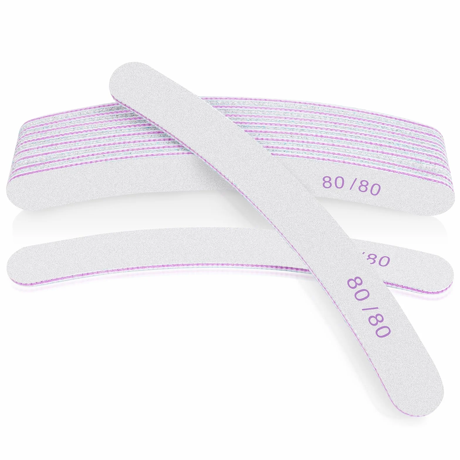 LOPHE Profesjonalne pilniki do paznokci, dwustronne, ziarnistość 80/80, narzędzia do manicure, profesjonalny zestaw pilników do stylizacji paznokci, salonu, domu, 10 szt