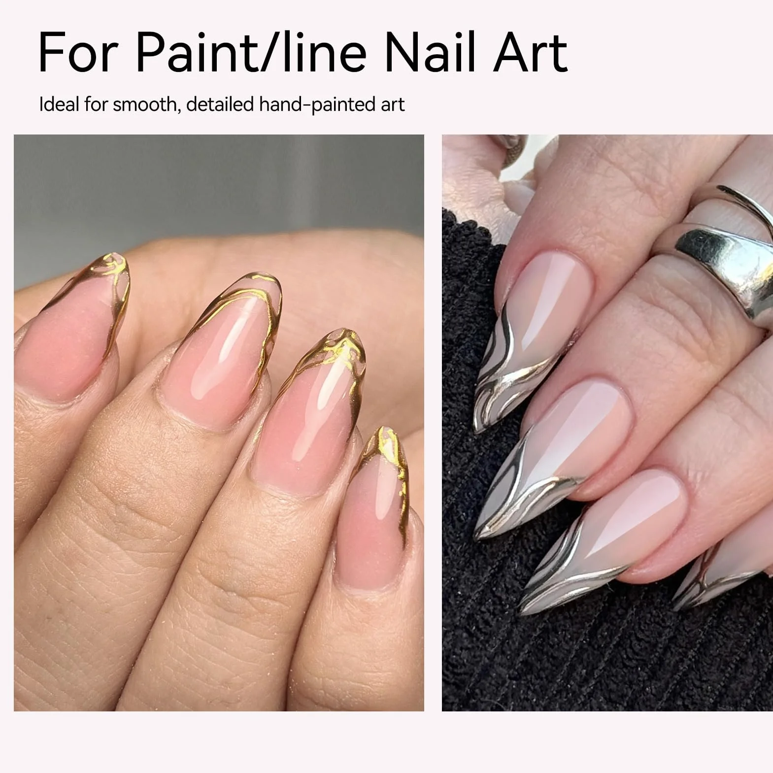 Born Pretty Zestaw żelowych lakierów do paznokci - Mirror Chrome Silver Gold Gel Liner Nail Art Metaliczny efekt lustrzany Swirl Nail Art Gel Polish zestaw do manicure do salonu DIY