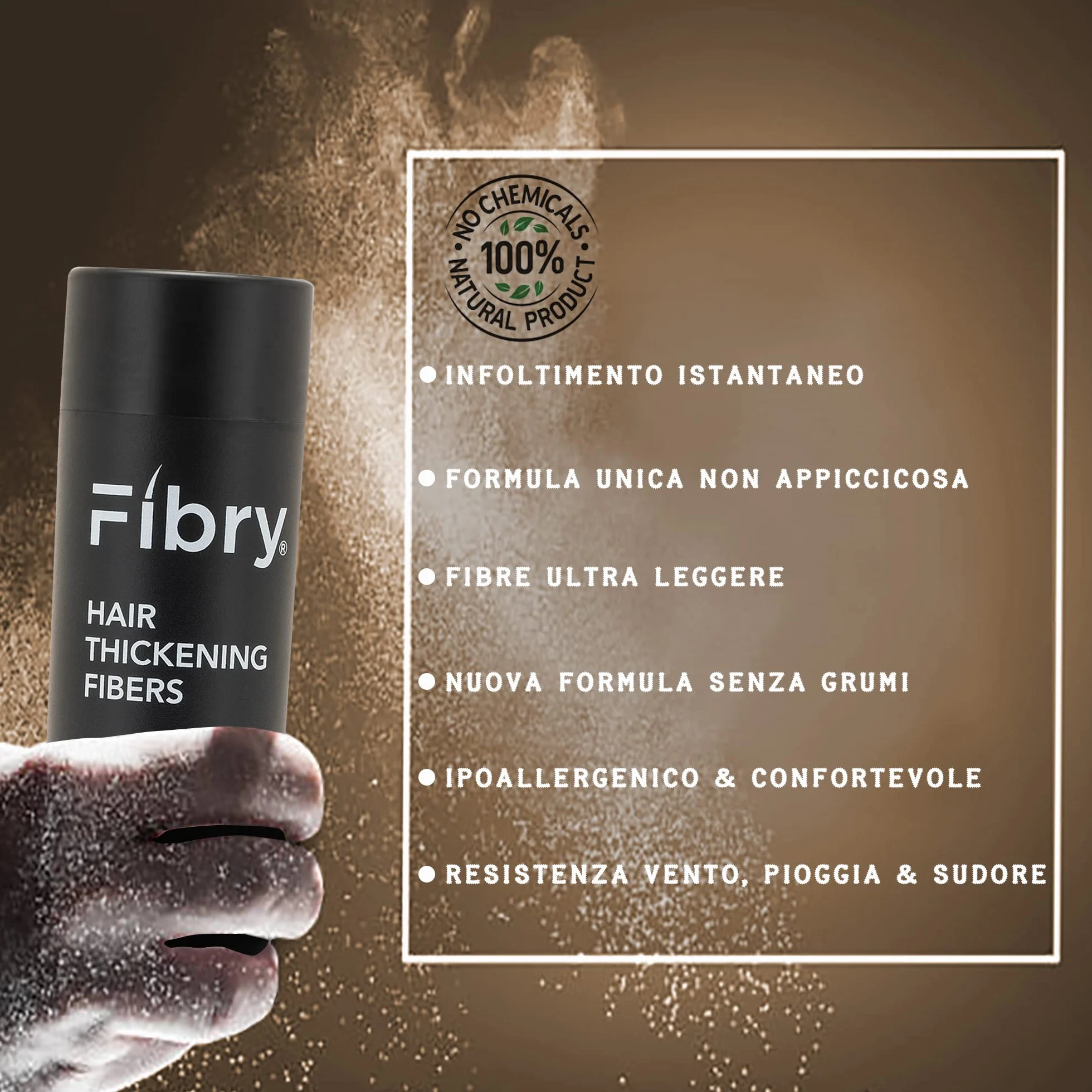 Proszek do objętości włosów z 100% naturalnych włókien, Natychmiastowe popękanie lub cienkie włosy, Natychmiastowe lekarstwo na Przerzedzenie i łysienie, 28gr Ciemny Brązowy (Dark Brown)