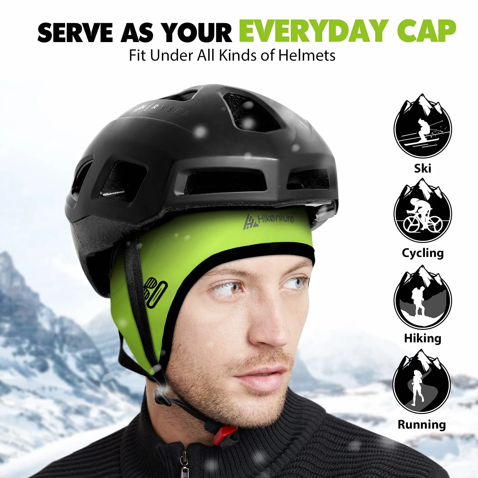 HIKENTURE Zimowa Czapka Rowerowa - Ciepła, Wiatroszczelna Czapka Pod Kask dla Mężczyzn i Kobiet - Na Rower, Narty, MTB