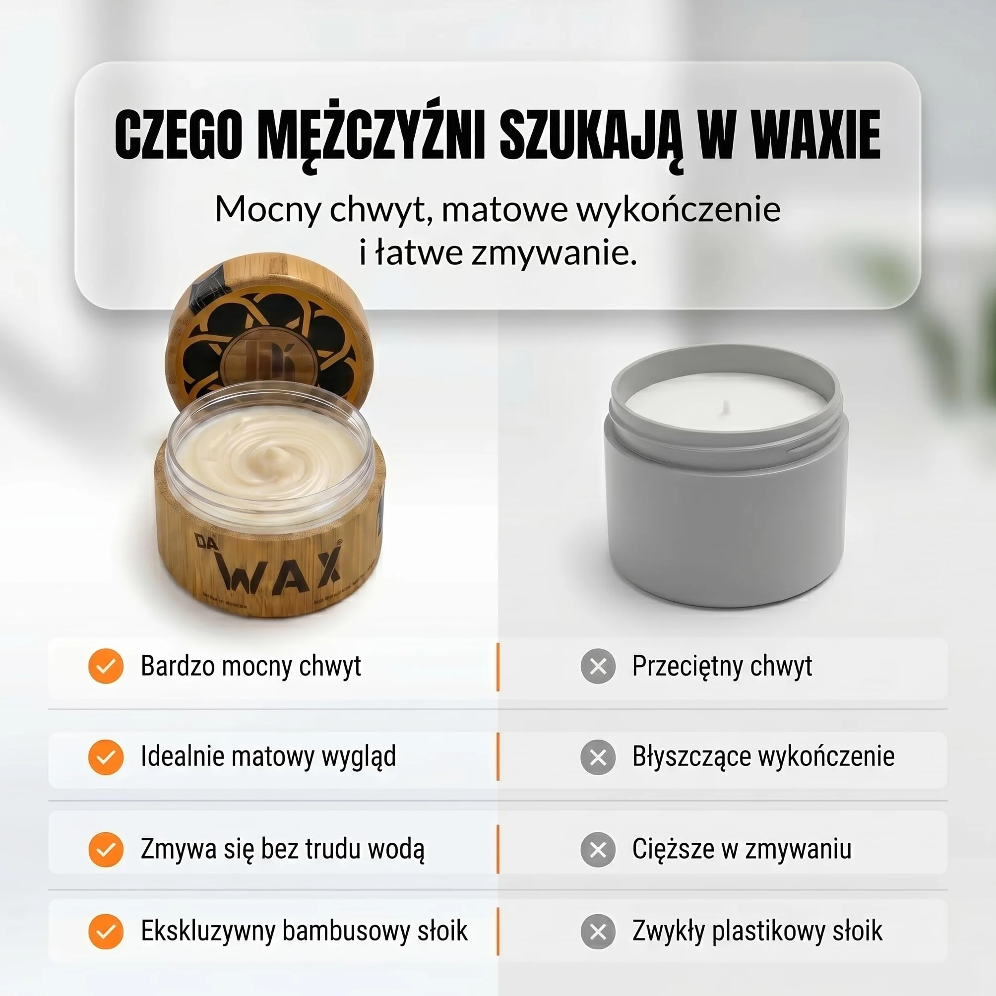 Da'Dude Da Wax 100 ml – Matowy Wosk do Włosów dla Mężczyzn – Mocny Utrwalacz do Stylizacji – Bezalkoholowy