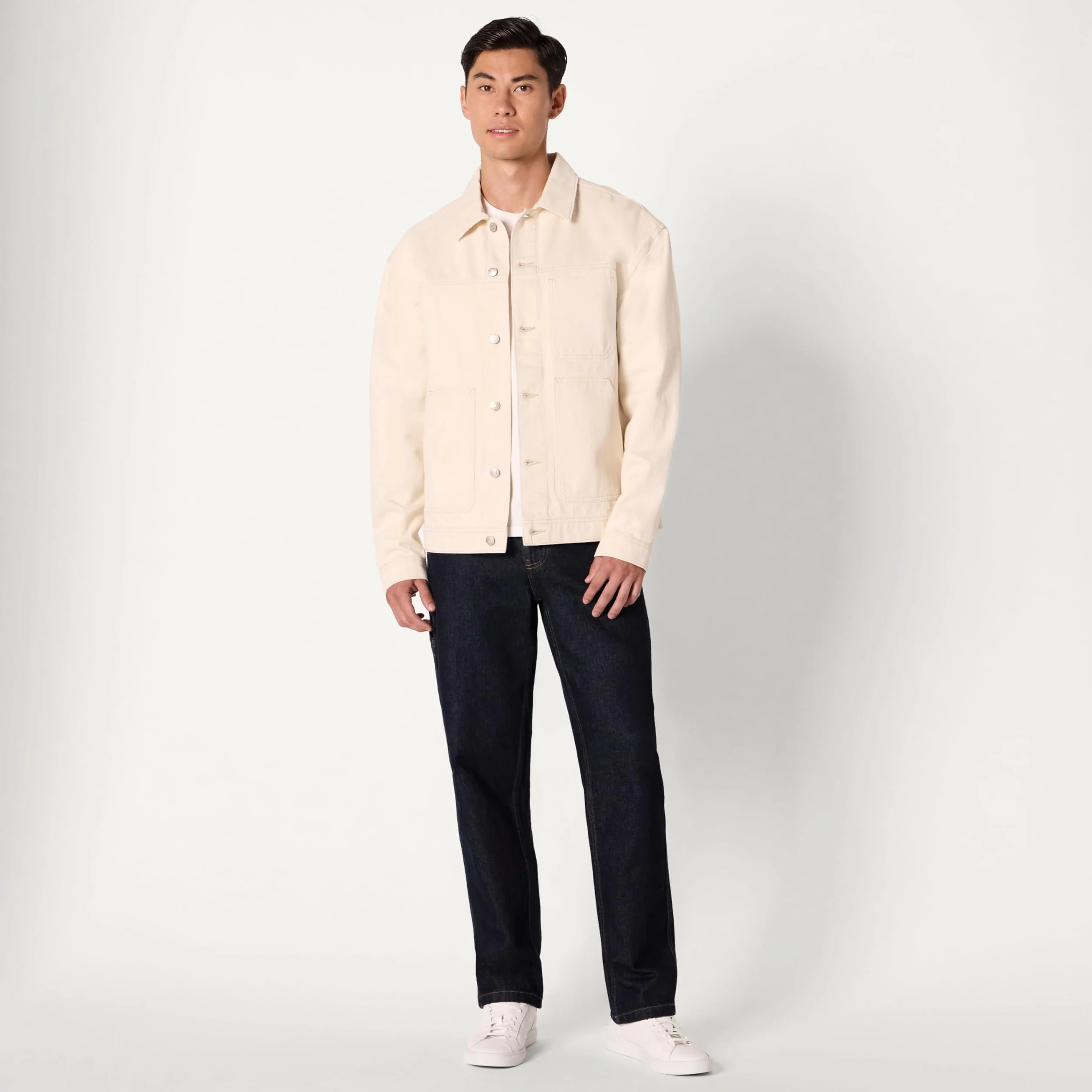 Amazon Essentials Męska kurtka sportowa Rigid Denim Relaxed-Fit