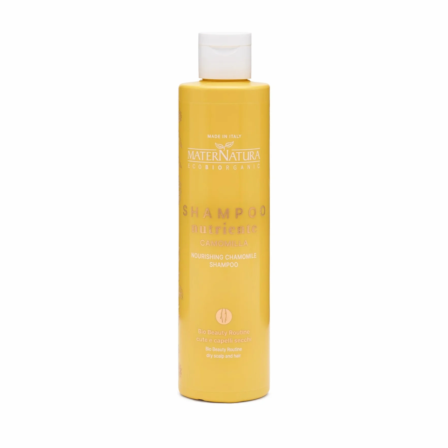Maternatura, Szampon do włosów suchych z rumiankiem, wzbogacona formuła z odżywką i nawilżającą, Bio Beauty Routine Cute i suche włosy, wyprodukowane we Włoszech - 250 ml