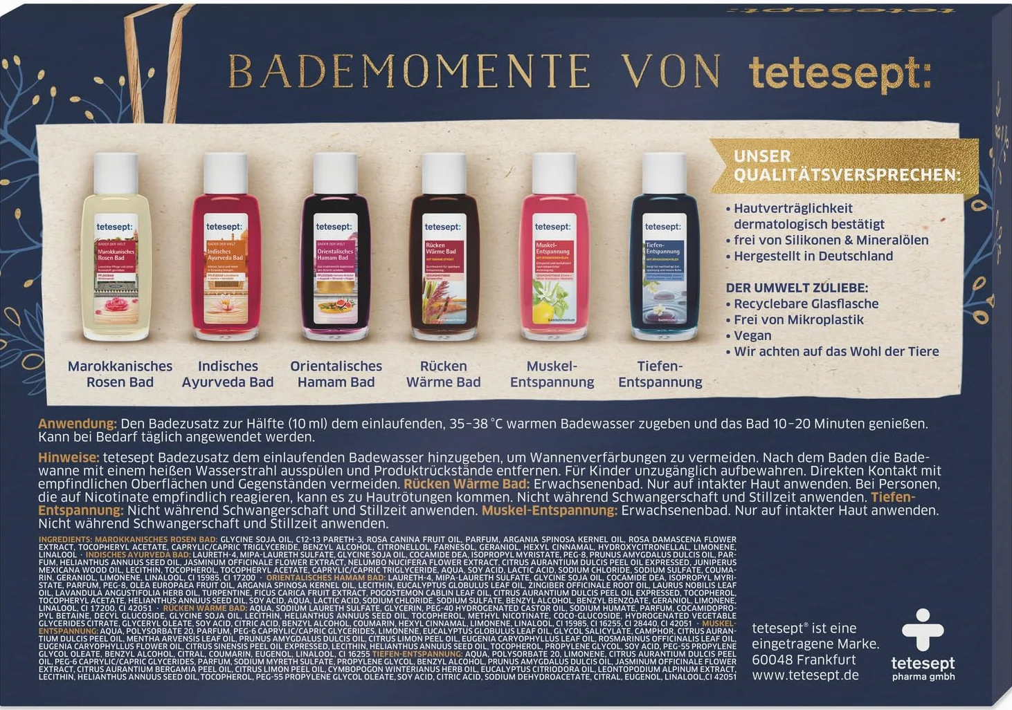 Tetesept Zestaw upominkowy do kąpieli 6 x 20 ml próbny