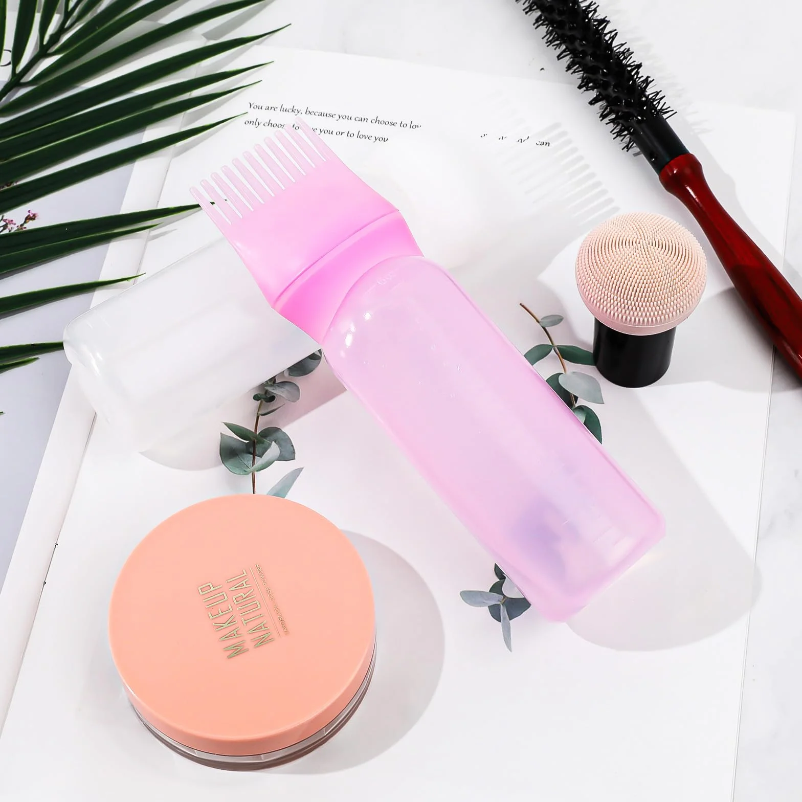 Mozeat Lens Butelka ze szczotką do farbowania włosów, 180 ml, 2 sztuki farb do włosów, pędzel, butelka, szampon, farba do włosów, grzebień, aplikator, grzebień do farbowania włosów, narzędzia