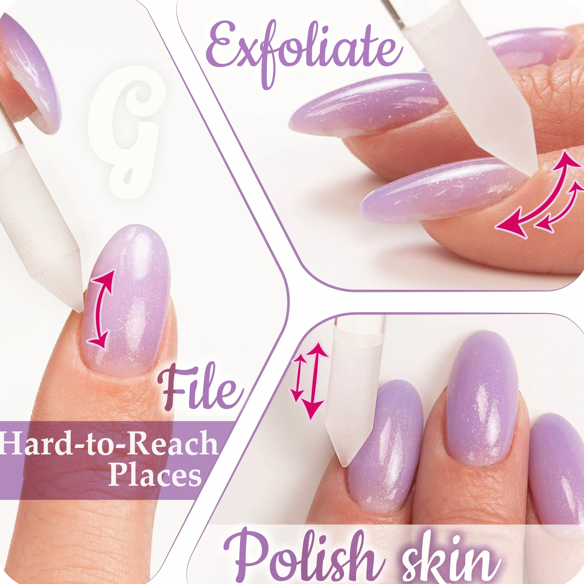 Gladzy Zestaw 2 pilników do skórek szklanych, kij do manicure, profesjonalny, precyzyjny, oryginalna czeska jakość