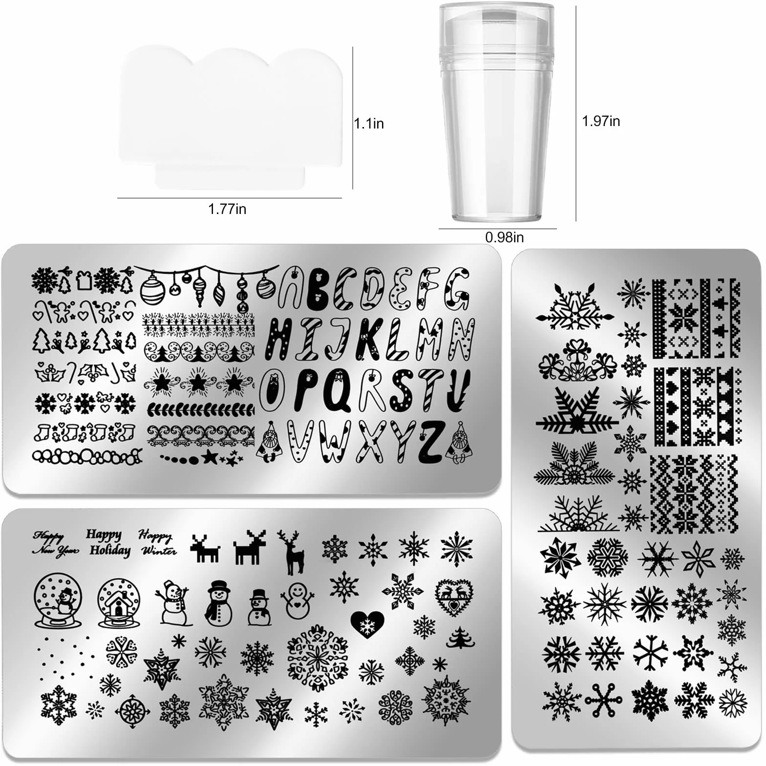 HOWAF 6 świątecznych talerzy do stemplowania paznokci zestaw do zdobienia paznokci DIY manicure + skrobak