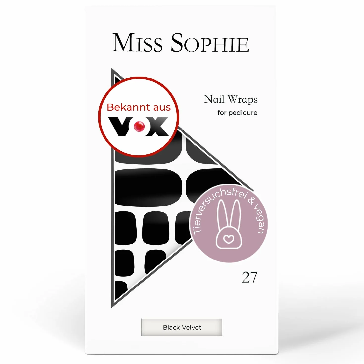 Miss Sophie Pedi Wraps Black Velvet Pedicure 27 ultra-cienkich pasków lakieru do paznokci jednokolorowych