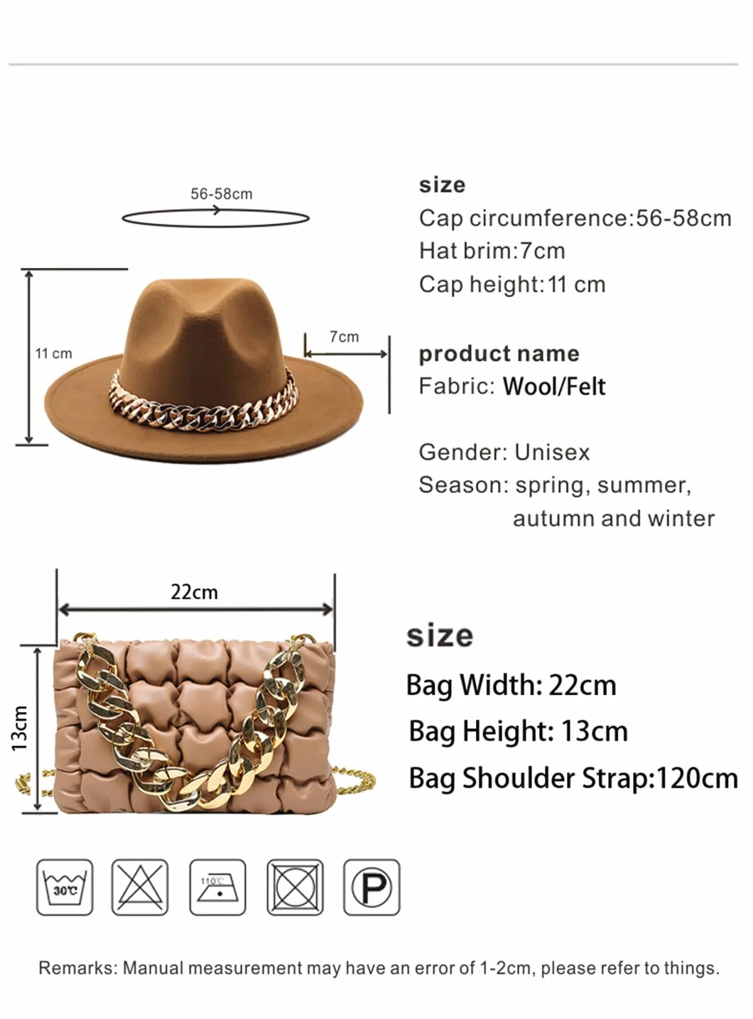 Pohullan Fedora kapelusz damski zestawy toreb dla kobiet kościół jazz wesele skórzana torba na ramię słomkowy kapelusz zestaw EN8 (6) 56-58 cm, 888, M