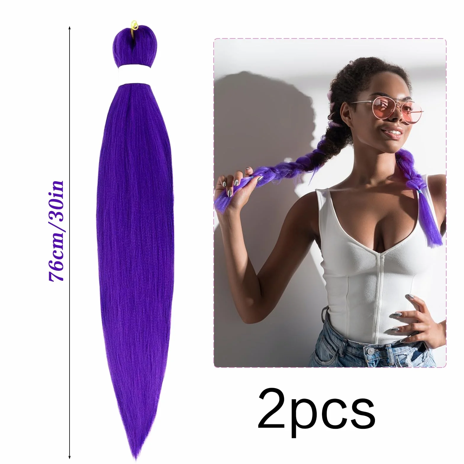 Fioletowy Braiding Hair 2 Peruka Rumi 30 cali Peruka Kpop Nadaje się do tworzenia różnorodnych kreatywnych stylizacji na Boże Narodzenie, Cosplay i występy sceniczne