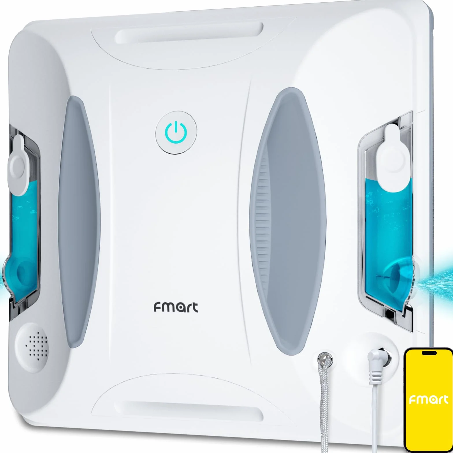 Fmart W6 robot do mycia okien z funkcją spryskiwania, automatyczny robot okienny, duża moc ssania 3800 Pa, zbiornik na wodę 50 ml, sterowanie aplikacją, automatyczne planowanie toru
