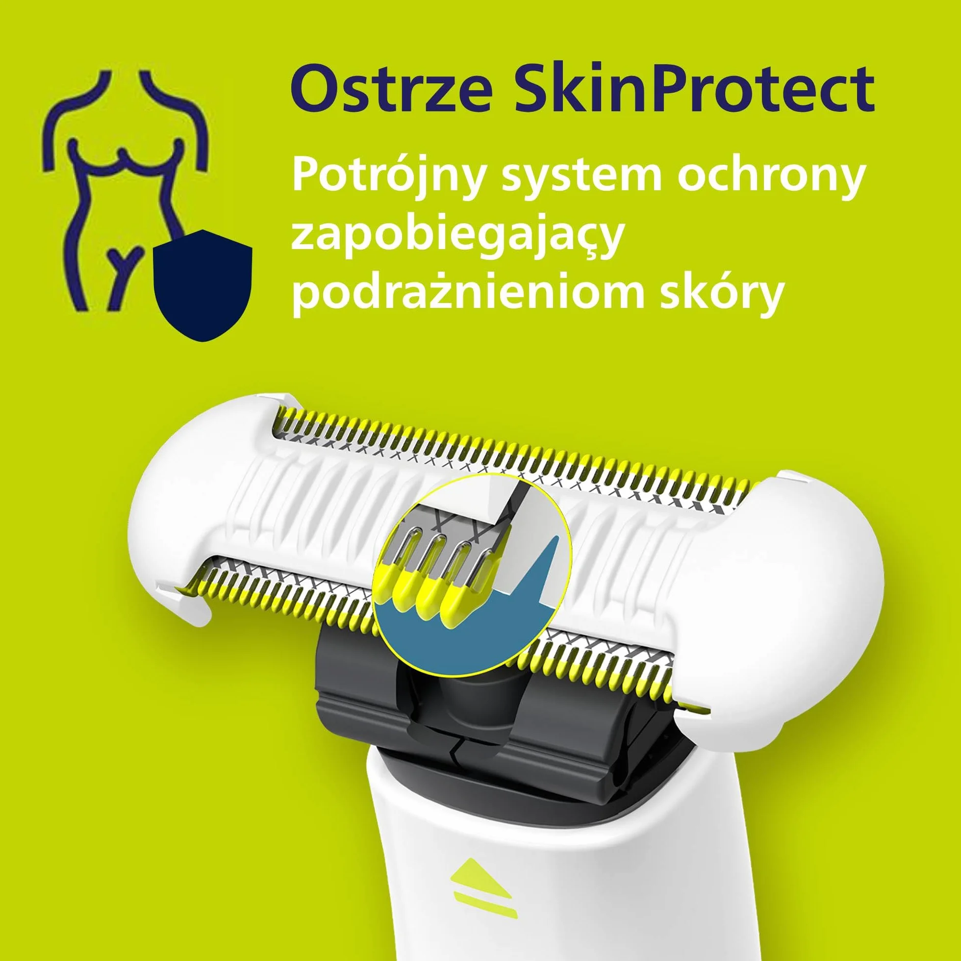 Philips OneBlade Intimate, pielęgnacja okolic intymnych, przycinanie i golenie z dodatkową ochroną skóry, dla zadbanego efektu bez całkowitego wygolenia, model QP1924/28