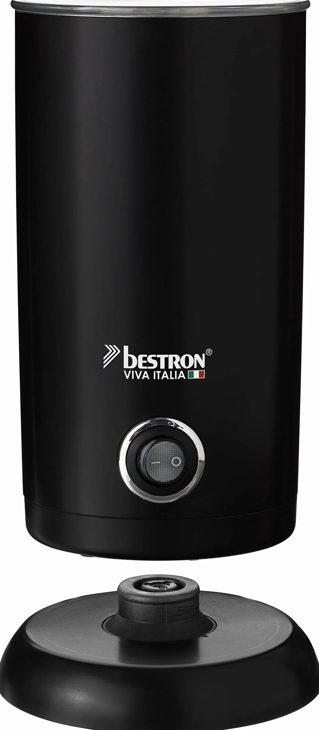 Bestron Viva Italia elektryczny spieniacz do mleka, podstawa 360° i pojemność do 300 ml, bezprzewodowy, 550 W, kolor: czarny