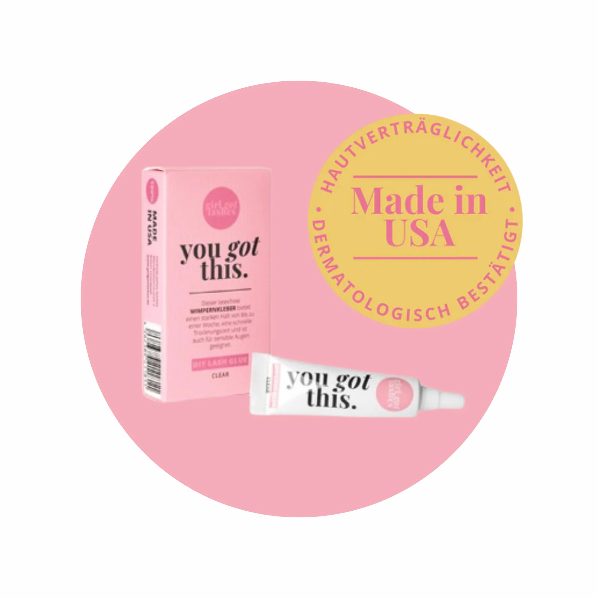 GirlGotLashes - you got this. Medyczny klej do rzęs, wyprodukowany w USA, przezroczysty, do przedłużania rzęs, 5-7 dni, 5 g, klej do rzęs, nie zawiera lateksu, szybkoschnący, łatwe nakładanie