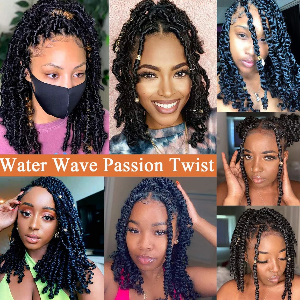 Leeven 7 opakowań krótkie passion Twist szydełkowane warkocze włosy dla motyla sztuczne loki 30 cm fala wodna szydełkowane włosy gorąca woda ustawienie pasja skręty plecione włosy czeskie warkocze włosy 1B #