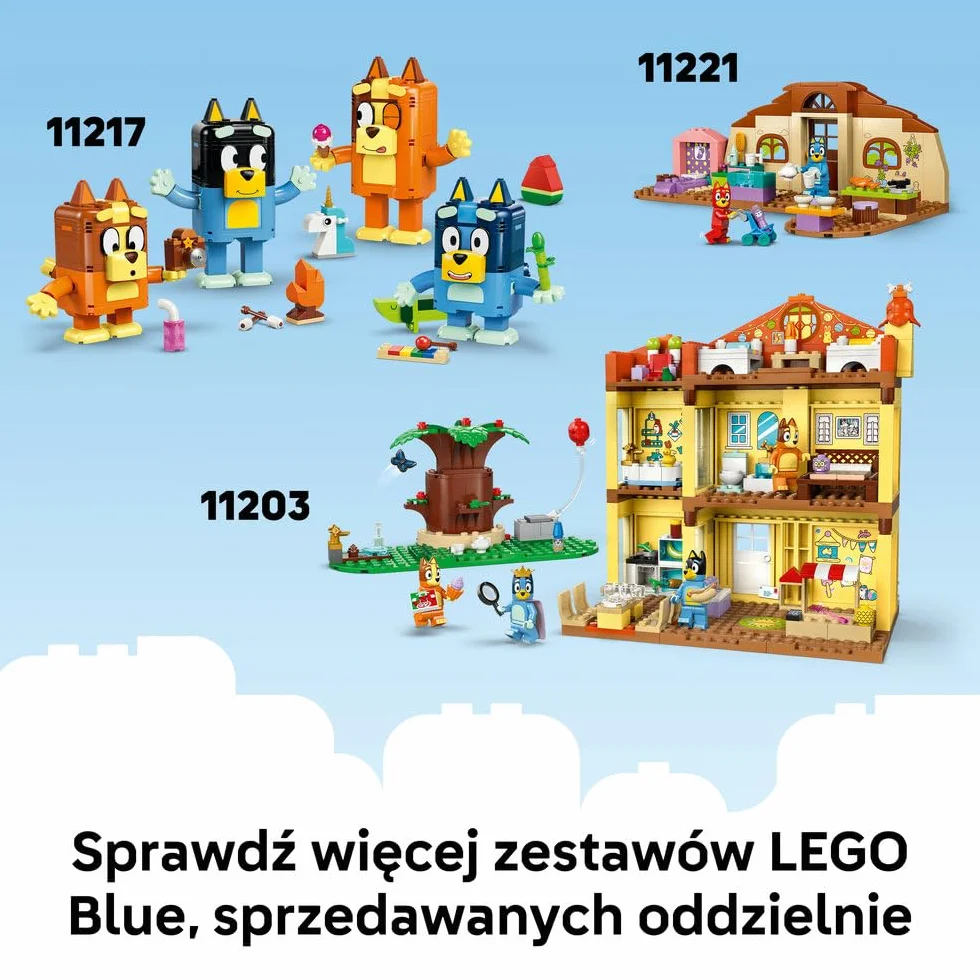 LEGO Blue Babunie z Bingo i Blue, zabawka konstrukcyjna dla dzieci, zestaw z samochodem, ogrodem i postaciami z serialu, pomysł na prezent dla chłopca i dziewczynki od 4 lat 11216