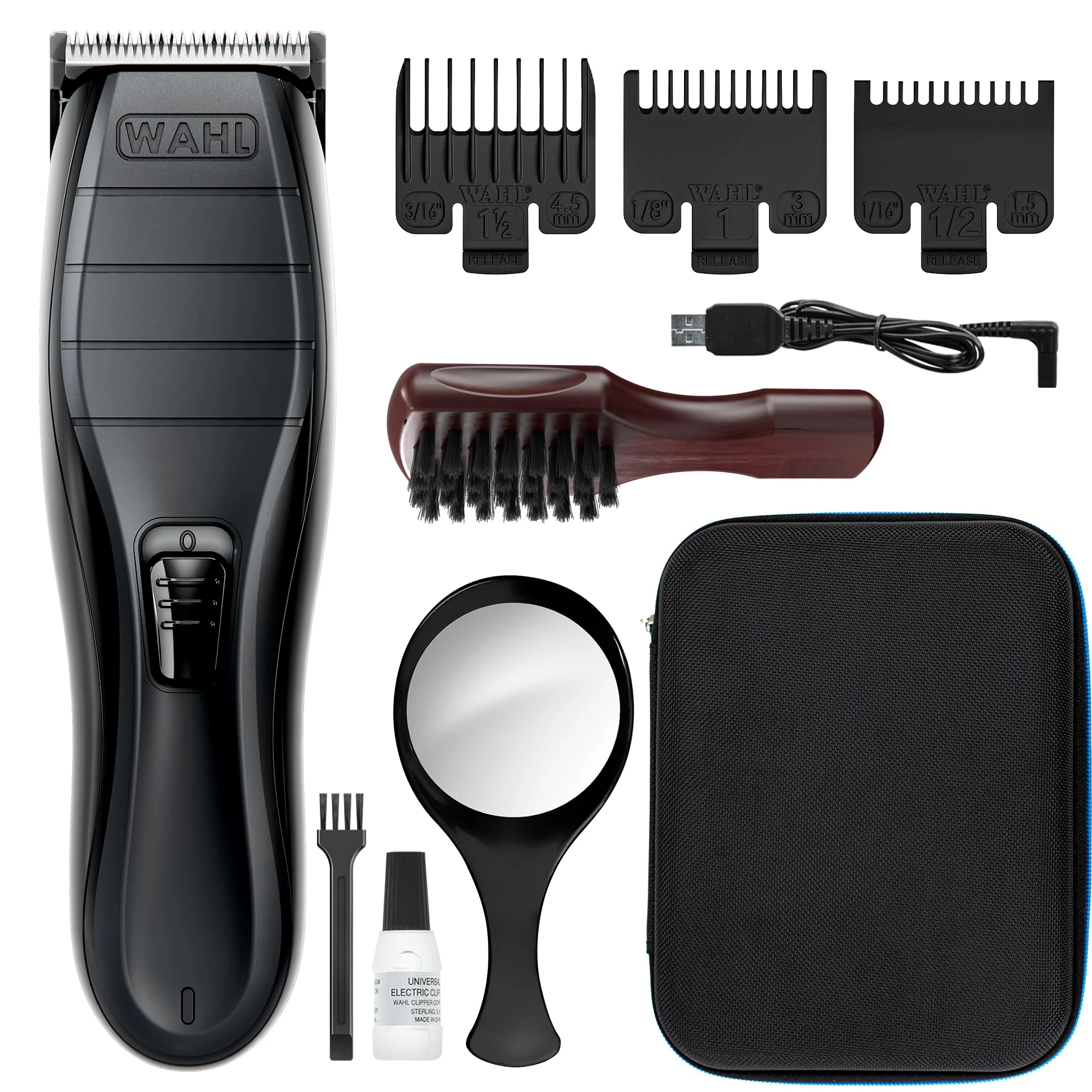 WAHL Cordless Close Cut - Precyzyjne Strzyżenie Włosów (0,3 mm), Ładowanie przez USB, 120 Minut Pracy, Zestaw do Pielęgnacji dla Mężczyzn, Czarna
