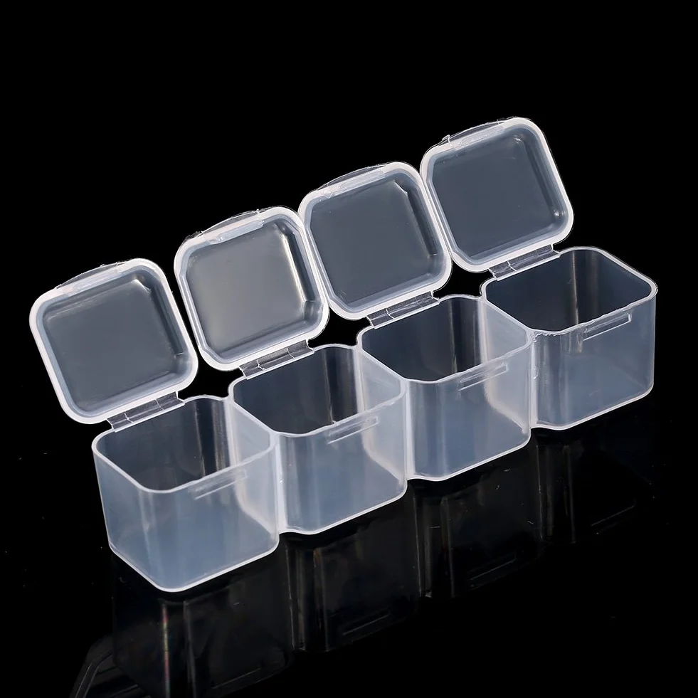 PP Nail Art Storage Box 28 Slots Clear Gem Bead Container Portable Organizer for Manicure Design