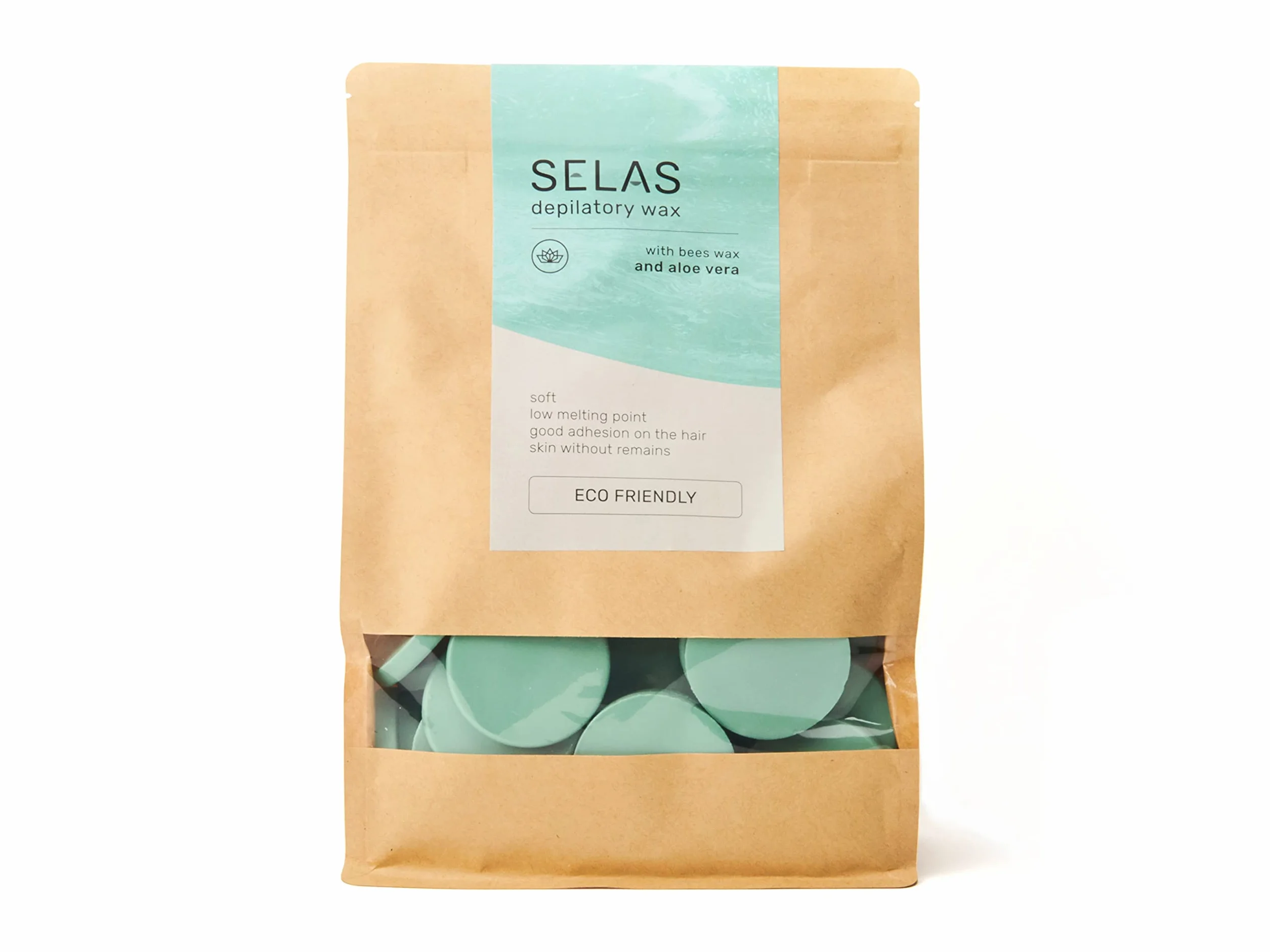 Wosk do depilacji 1kg SELAS. Do wyboru Naturalny, Dzika róża lub Aloe Vera. Wykonane z naturalnych i zrównoważonych produktów. (Aloes) Goracy wosk, granulki wosku, depilacja woskiem