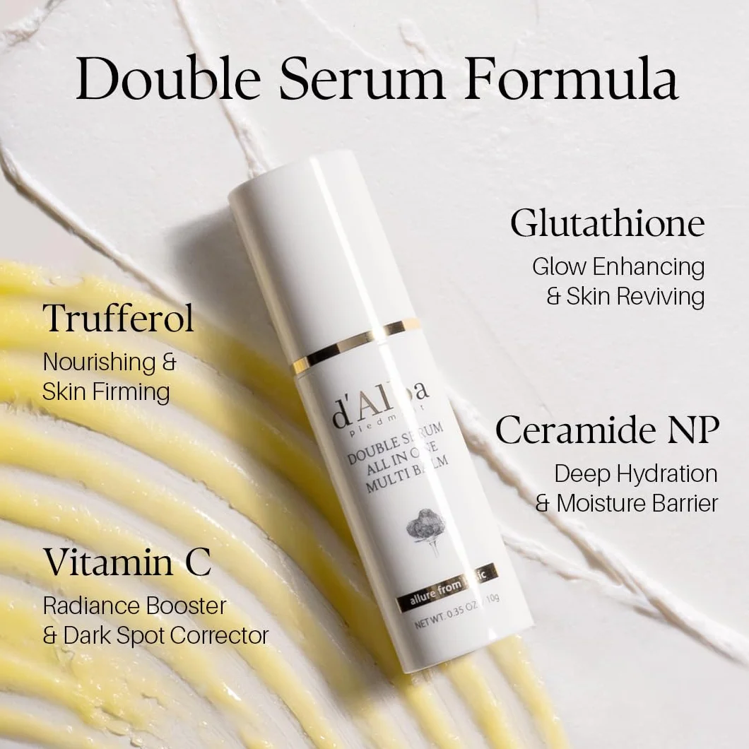 d'alba Piedmont | Italian White Truffle Double Serum All-in-one Multi Balm, Wegańska pielęgnacja skóry, Kuracja 3 w 1, Balsam do pielęgnacji oczu w sztyfcie