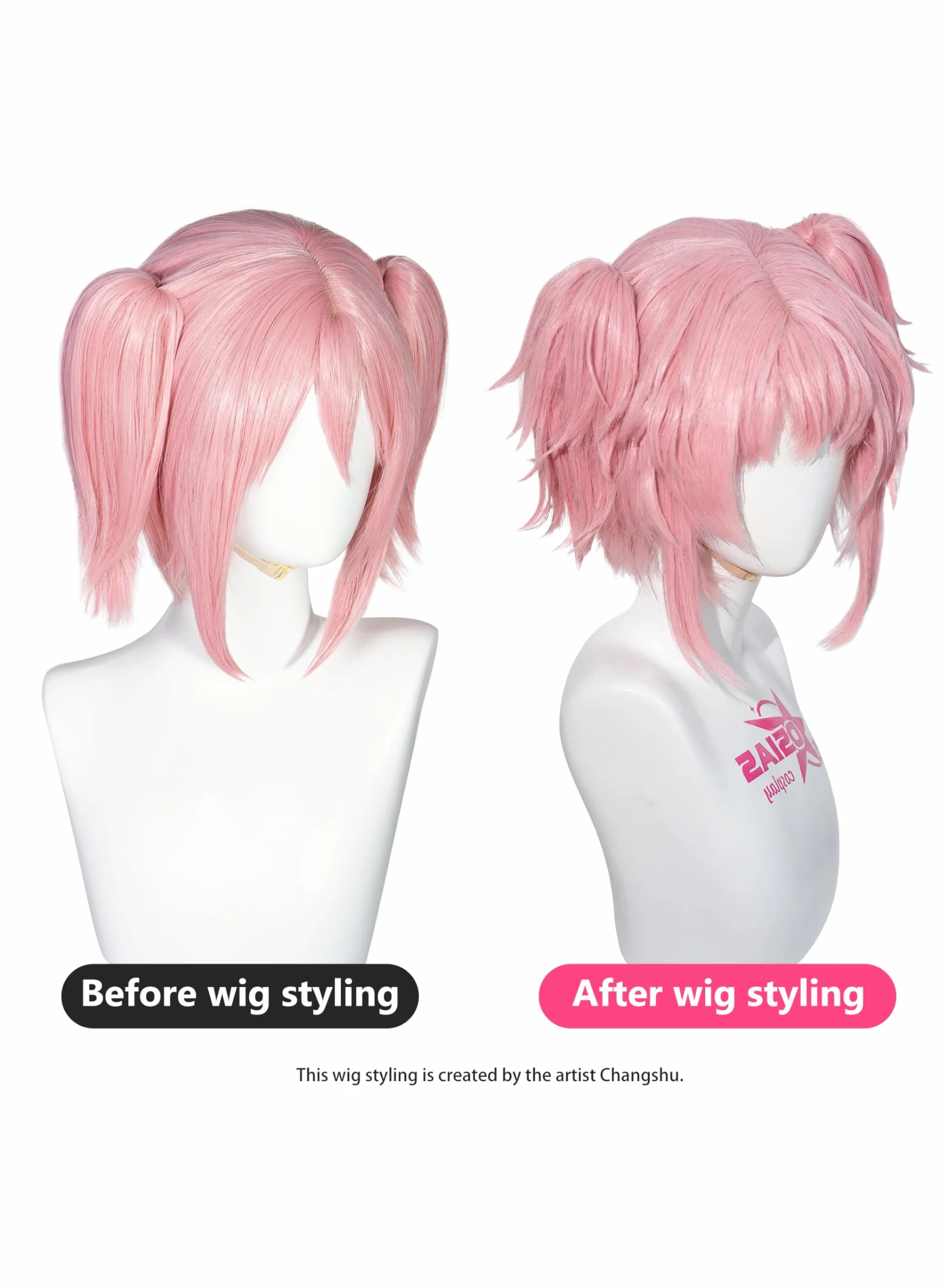 OSIAS Peruka Madoka Magica Różowa Krótkie Syntetyczne Odporna na Ciepło Włosy