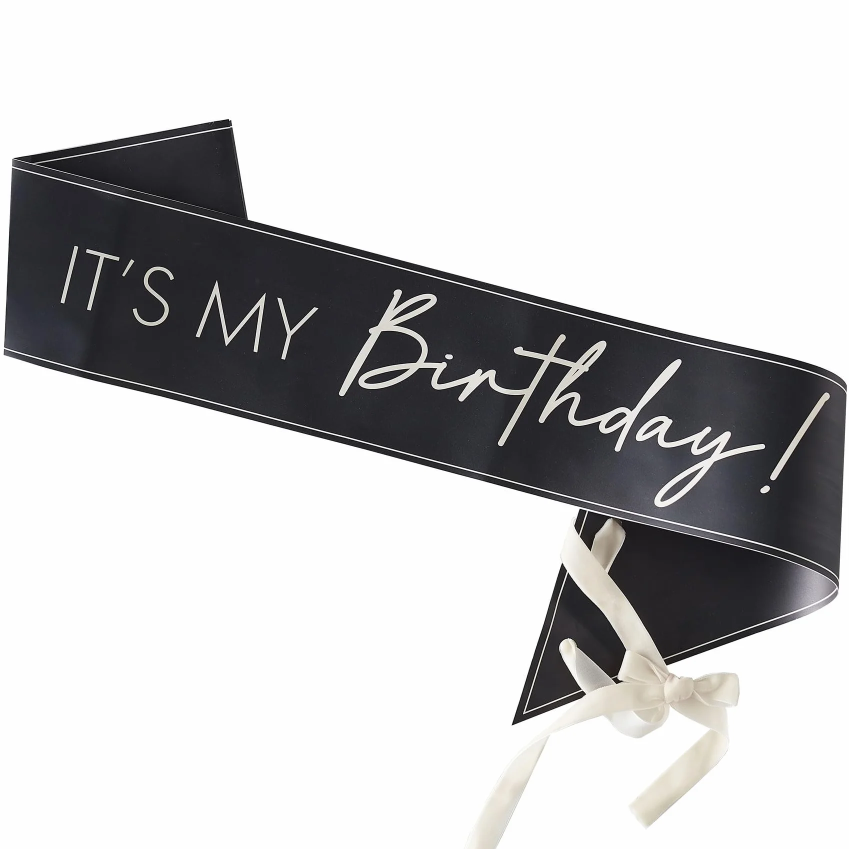 Ginger Ray CN-125 Szarfa It's My Birthday-Czarny i cielisty