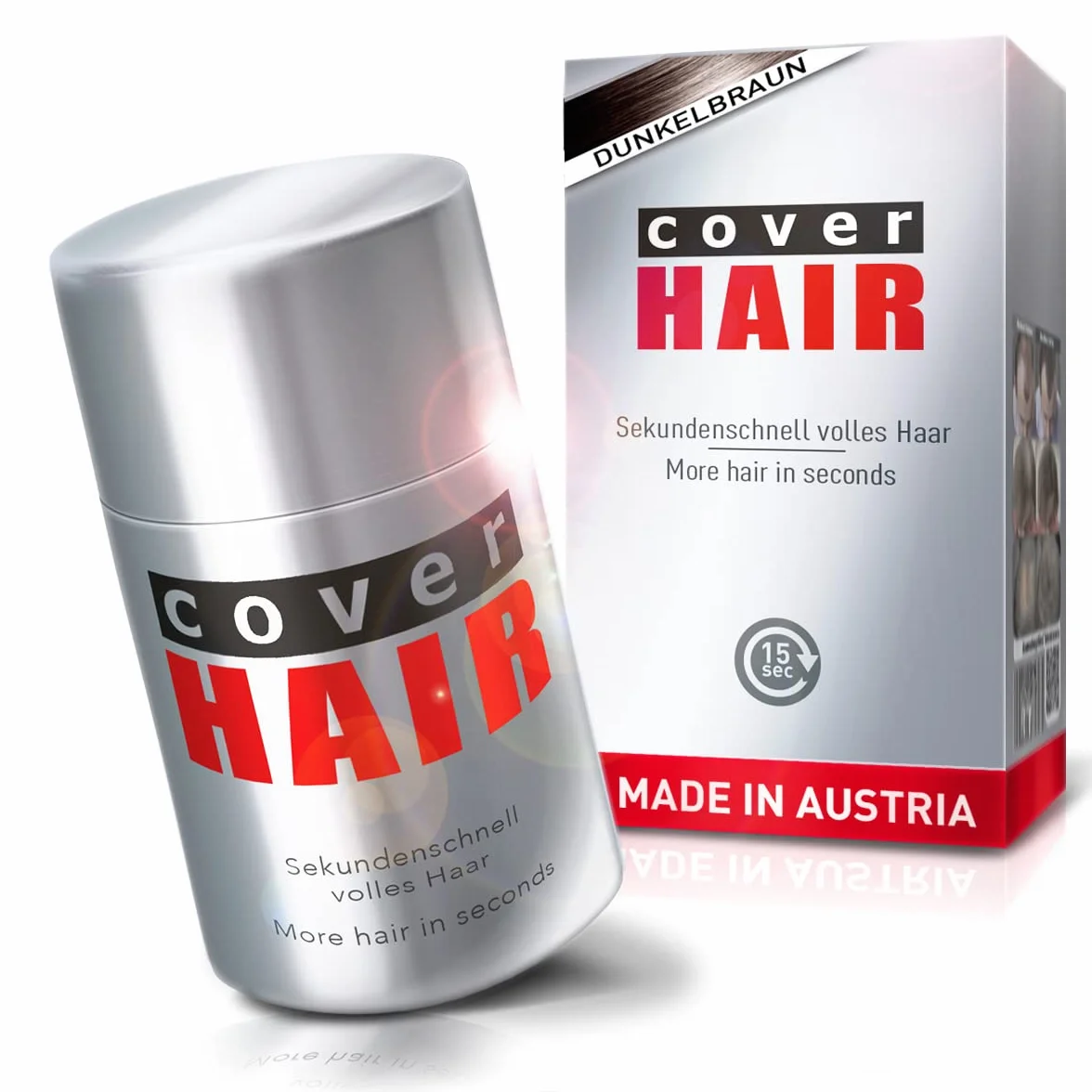 COVER HAIR - Premium włosy do zagęszczania włosów 14 g, autentyczny wygląd dla mężczyzn i kobiet, 100% naturalny ciemny brąz, 14 g