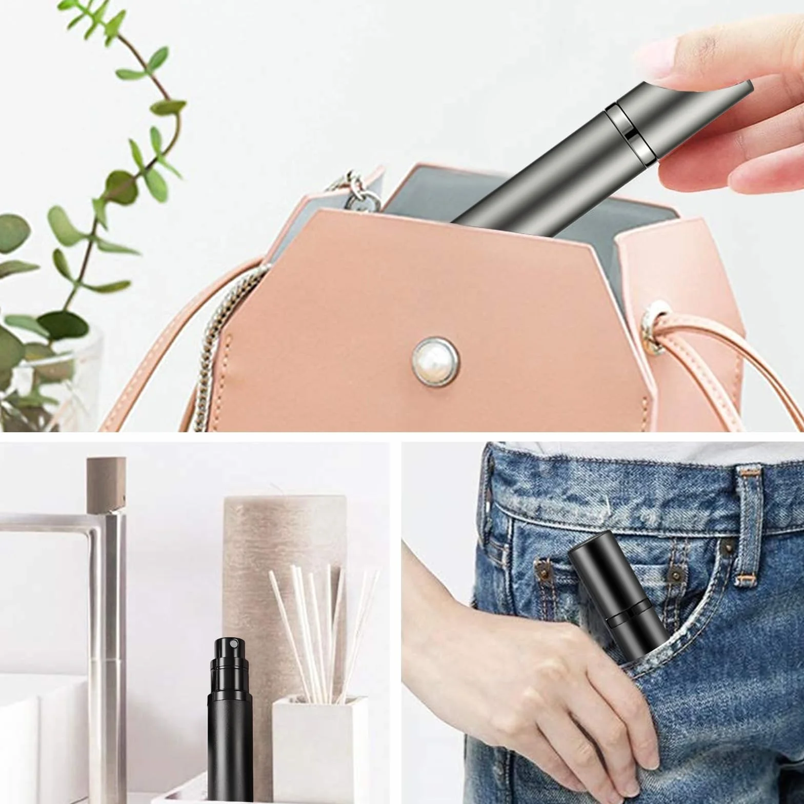 Atomizer perfum 5 ml czarny szary podróżny pojemnik na perfumy wielokrotnego napełniania