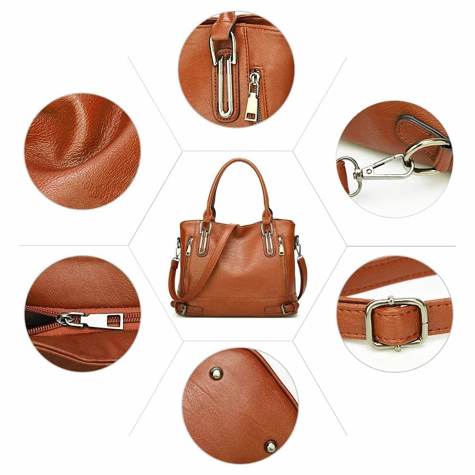 VINBAGGE Damska torba na ramię duża elegancka torba na ramię torba na zakupy torba na ramię torba z wieloma kieszeniami do szkoły, pracy, na zakupy, w podróż, do codziennego użytku
