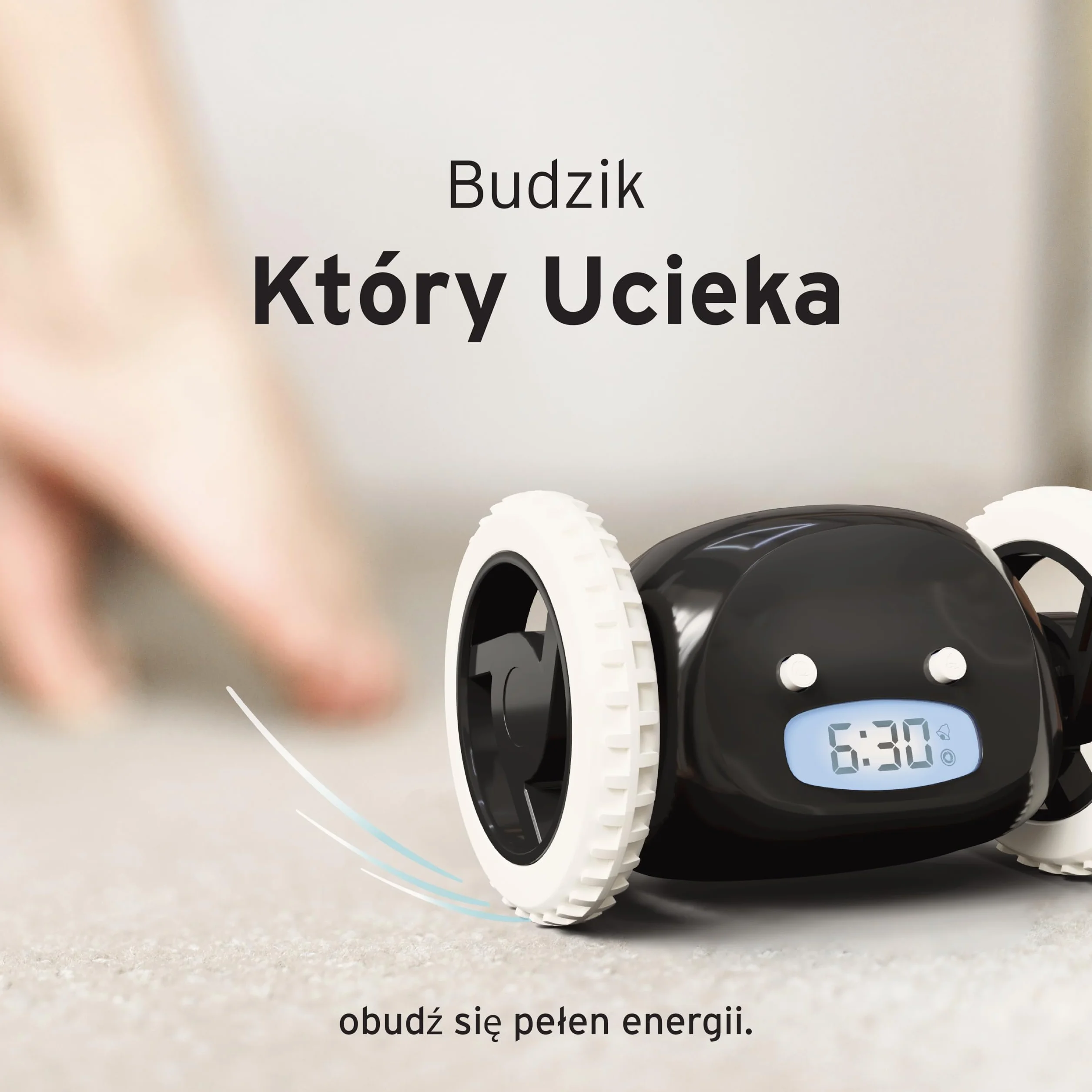 CLOCKY Zabawny Budzik Cyfrowy Elektroniczny Podrózny na Kołach Budzik Głośny dla osób nieslyszacych dziewczynki niedoslyszacych śpiących gluchych śmierci Doroslych Starszych Dcziezi Porusza (Czarny)