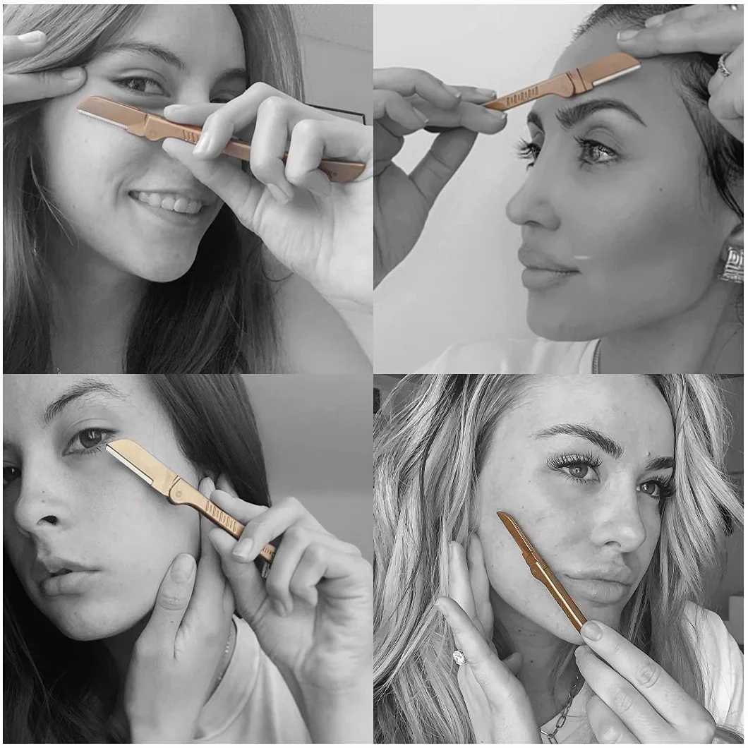 Hollywood Browzer Duo | profesjonalna golarka do twarzy | usuwanie kłaczków/włosów, peeling i brwi, dla kobiet - złota