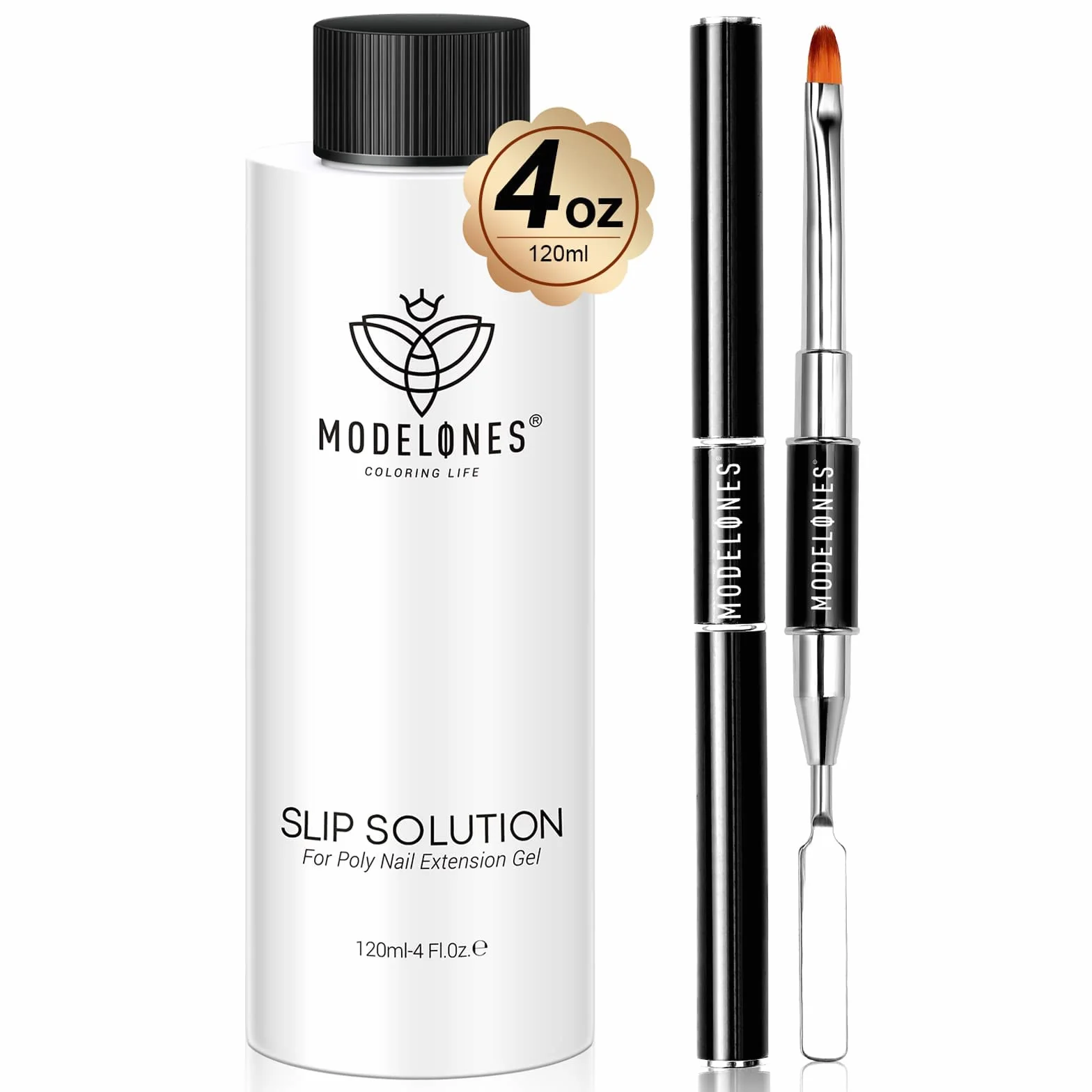 Modelones Polygel Slip Solution Kit 120 ml z dwoma końcówkami, poly żel antypoślizgowy do paznokci akrylowych, zestaw do przedłużania paznokci