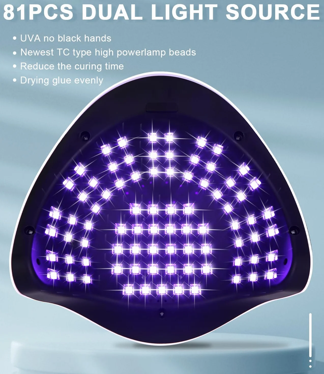 Lampa UV LED, 380 W, profesjonalna lampa LED 81 kulek, półtrwała szybka pielęgnacja pedicure do wszystkich lakierów do paznokci, automatyczny czujnik manicure w domu i salonie