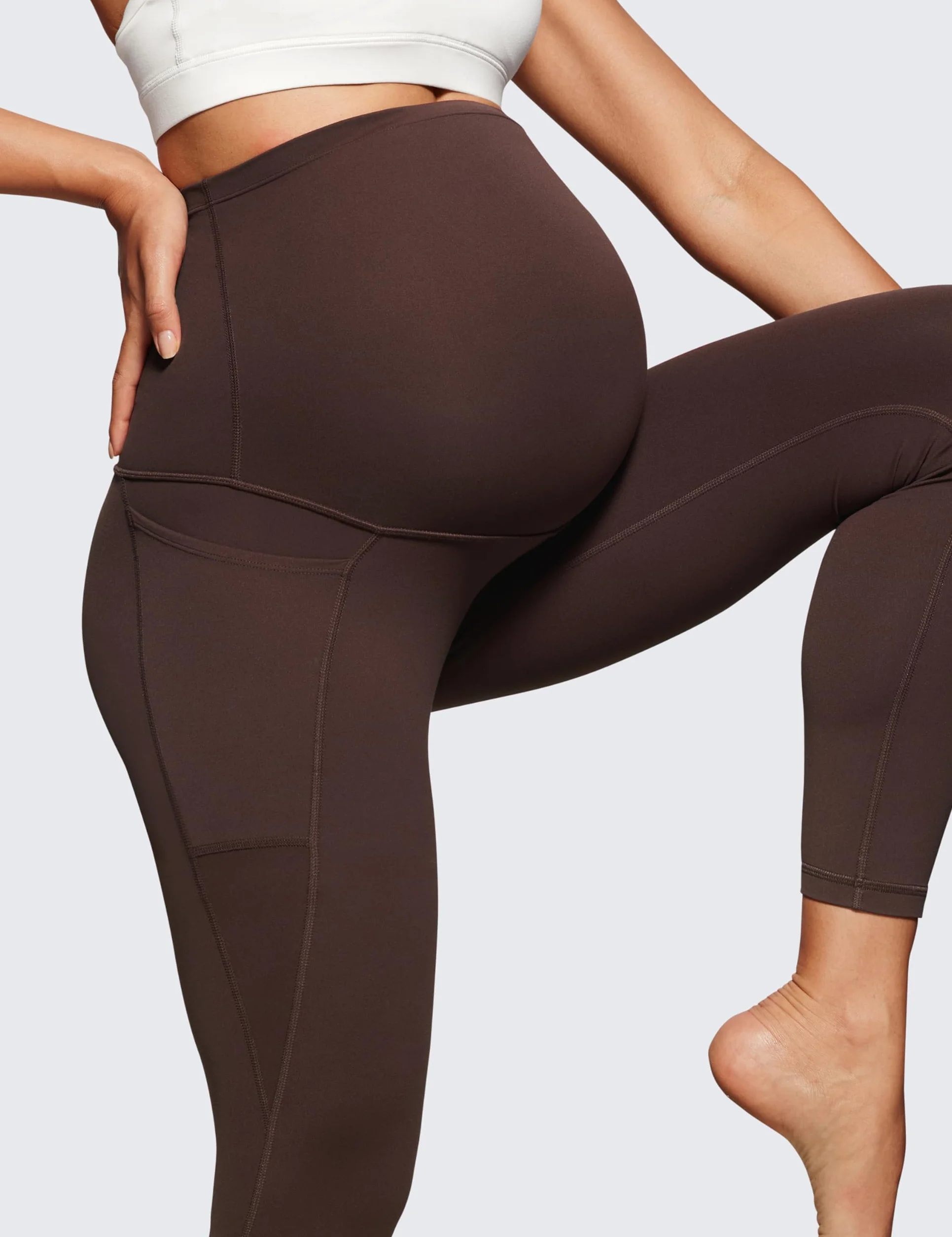 CRZ YOGA Damskie legginsy ciążowe Butterluxe z kieszeniami na brzuchu, 25 cali – spodnie ciążowe do ćwiczeń i jogi, miękkie