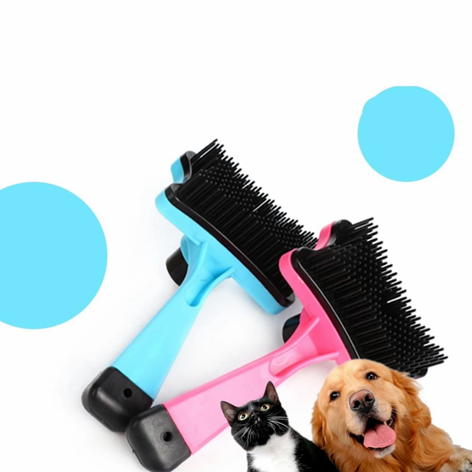 DieffematicSZ Grzebień Beauty Knot Opening And Hair Removal Plastic Automatic Comb Hair Removal Brush (Color : Roze)