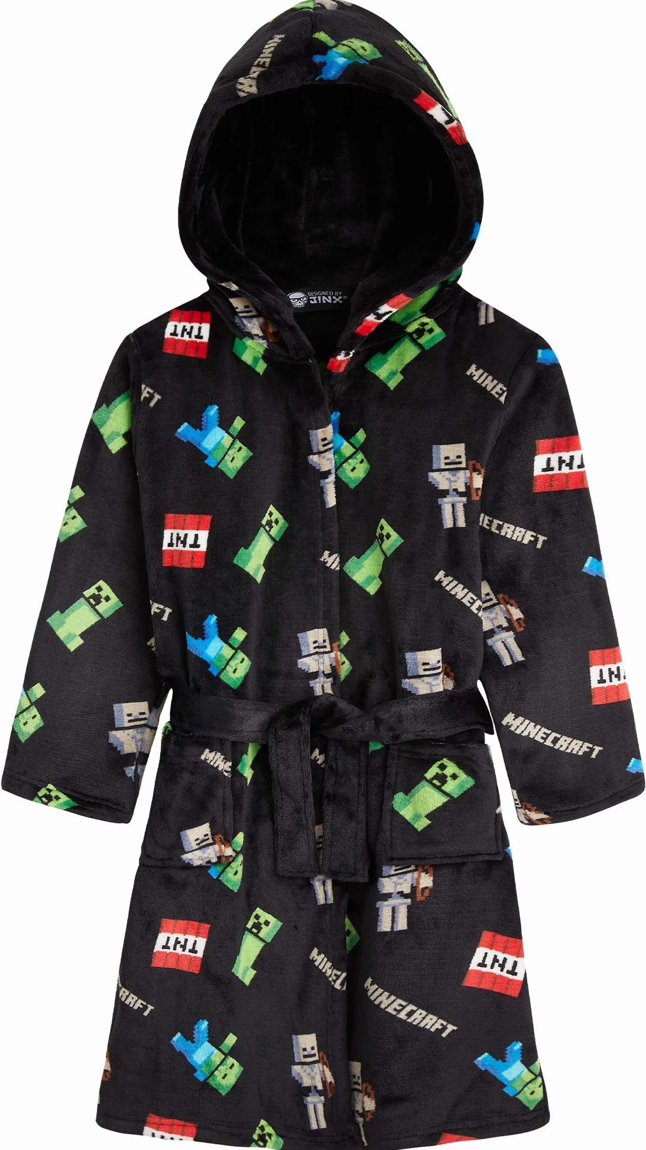 Minecraft Płaszcz poranny, polarowy szlafrok, miękki, przytulny, frotte Creeper i kaptur, młodzieżowy płaszcz flanelowy, dla chłopców i dziewczynek, bielizna nocna Robe