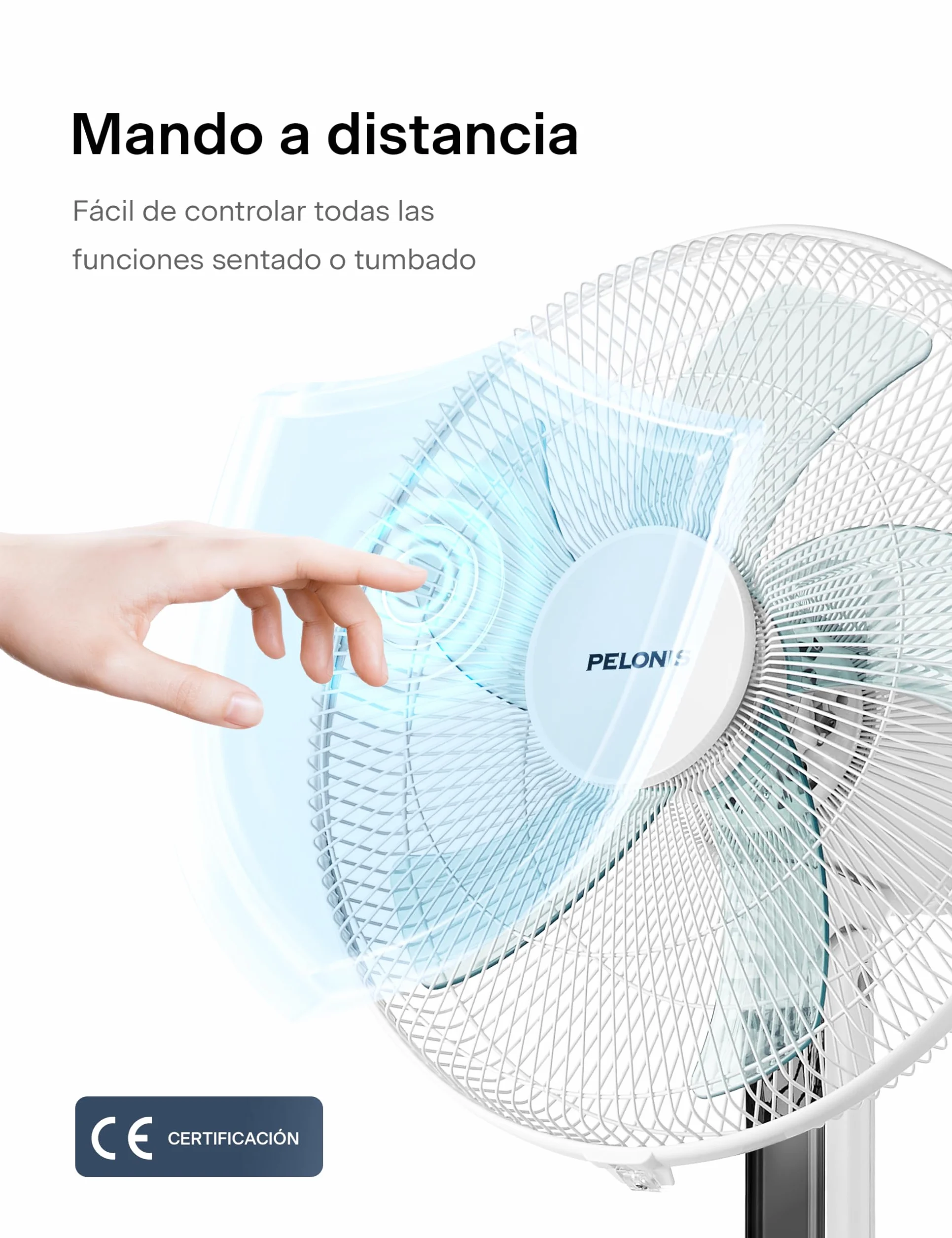 PELONIS Cichy wentylator stojący, z pilotem zdalnego sterowania, 35 cali, z oscylacją 85°, regulacja wysokości, 12 stopni prędkości, timer 12 h, 35 W, duża cyrkulacja powietrza
