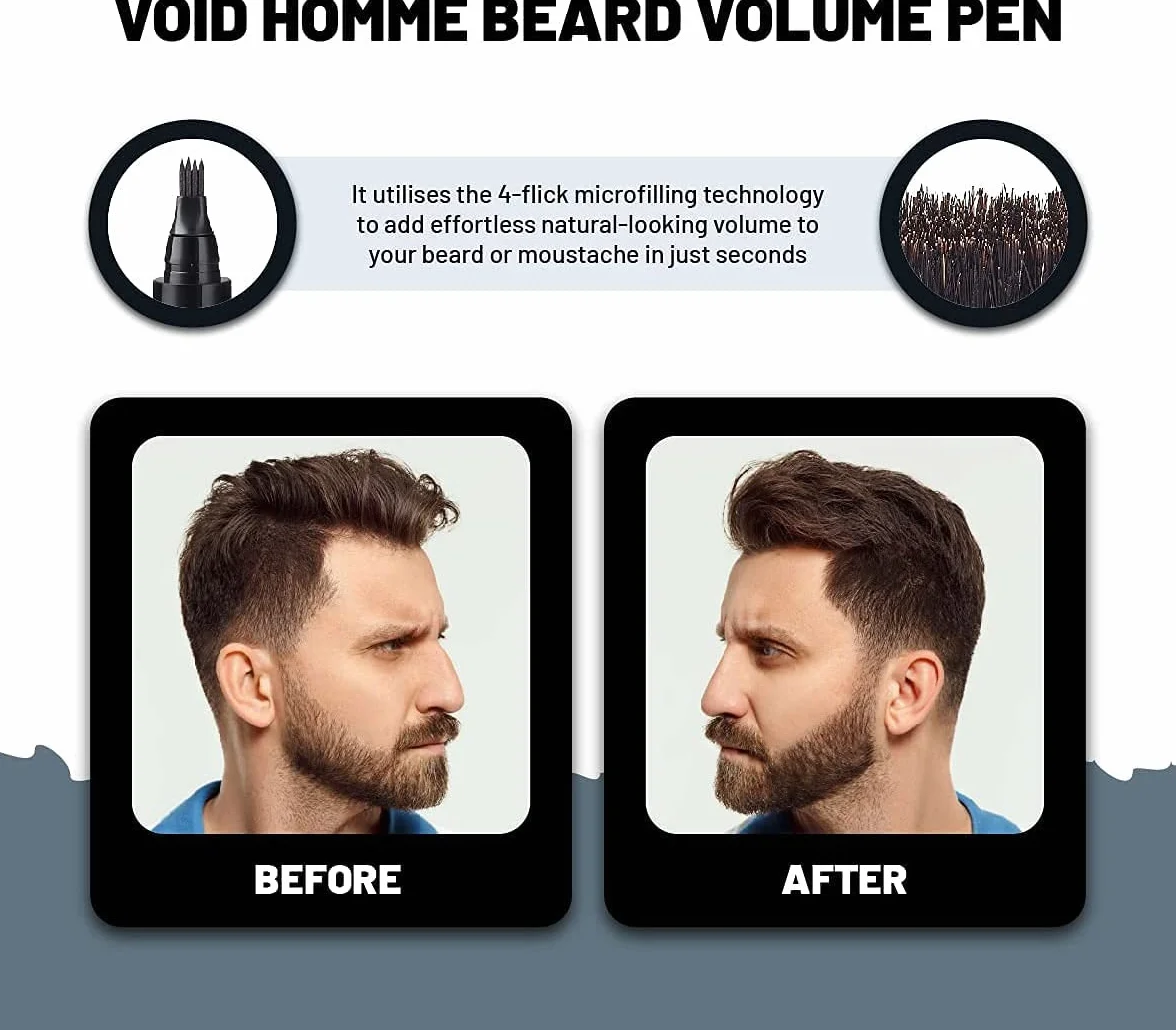 VOID Homme Beard Pen wypełniacz dla mężczyzn paczka 4 wodoodporne pióro brody Czarny