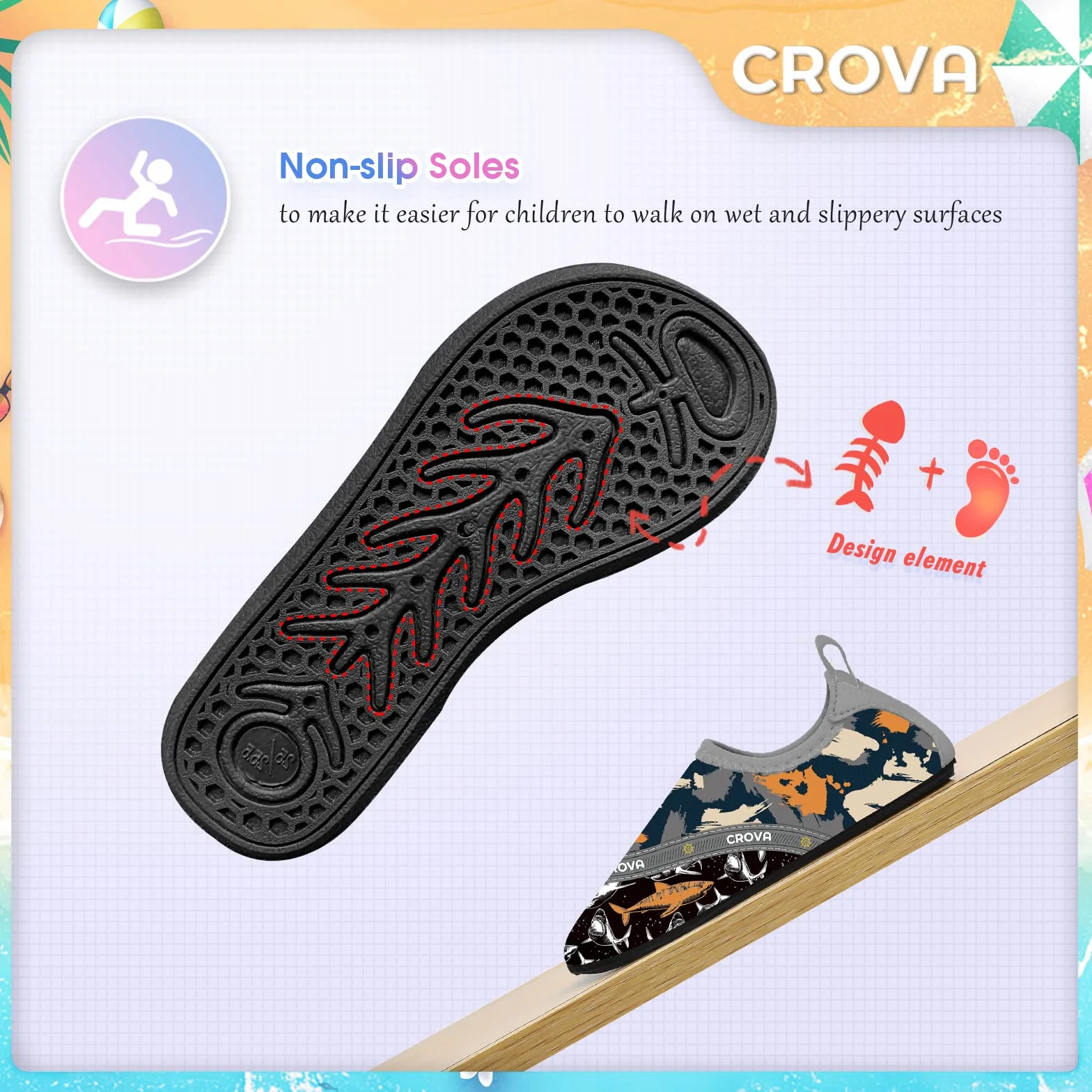 CROVA Dziecięce buty do wody szybkoschnące buty plażowe na boso antypoślizgowe skarpety do pływania dla dzieci małych dziewczynek