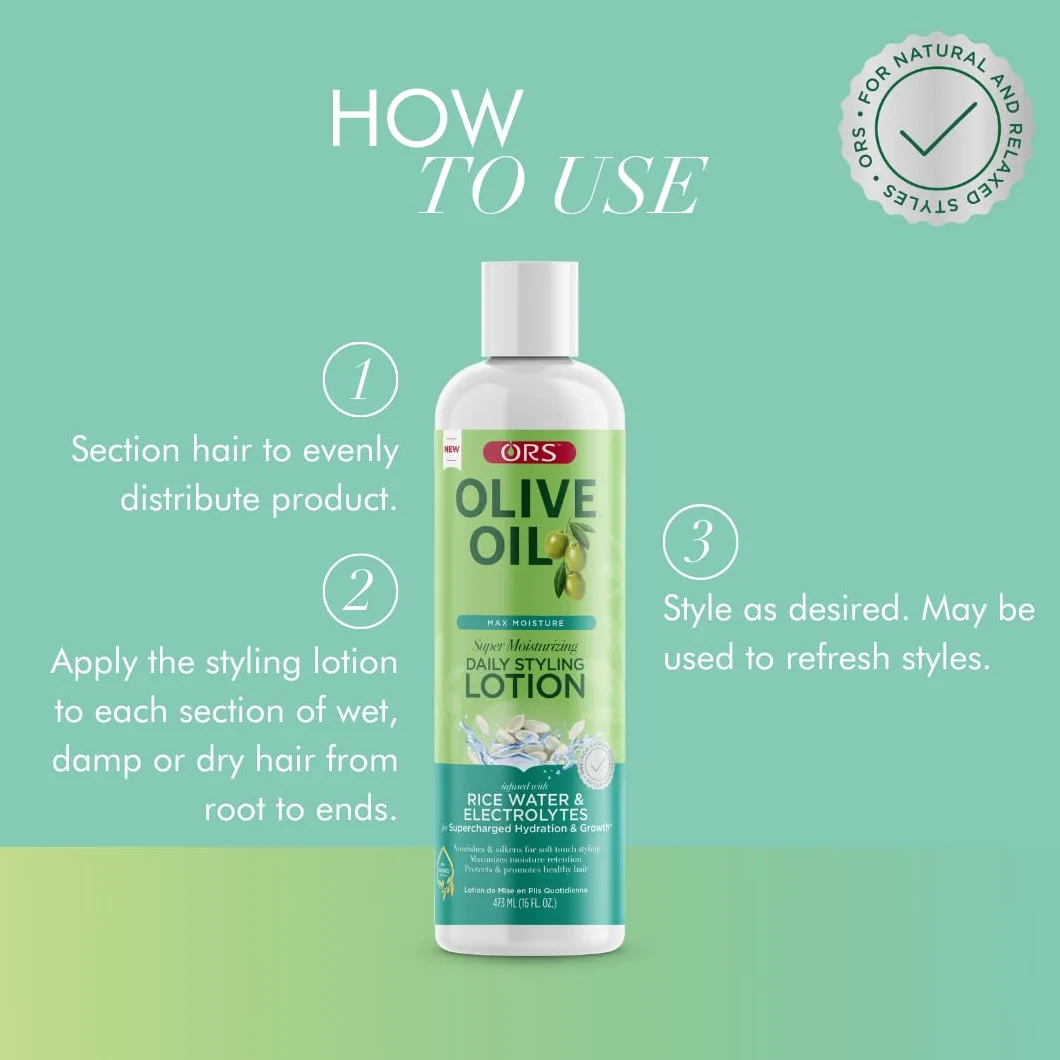 Ors Olive Oil Daily Styling Lotion Super Moisturizing 16 Ounce (473ml) Pack of 2