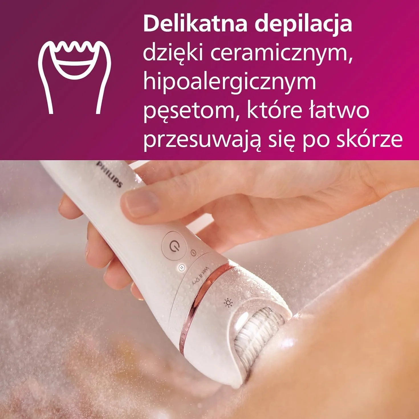Philips Depilator serii 8000 BRE735/00 bezprzewodowy na mokro i sucho z 8 akcesoriami