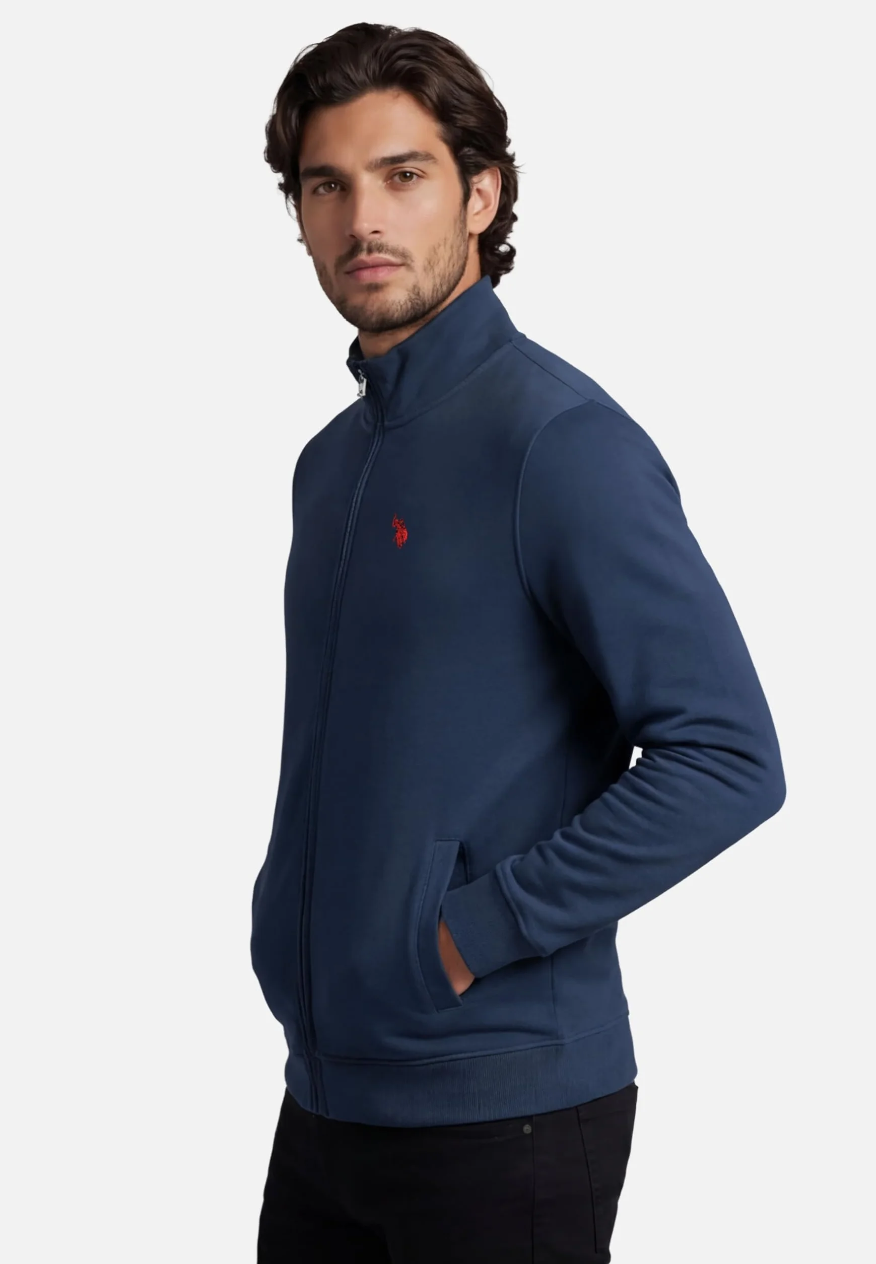 U.S. POLO ASSN. Męska bluza (S-XXL) z bawełny, ze stójką, z długim rękawem P020