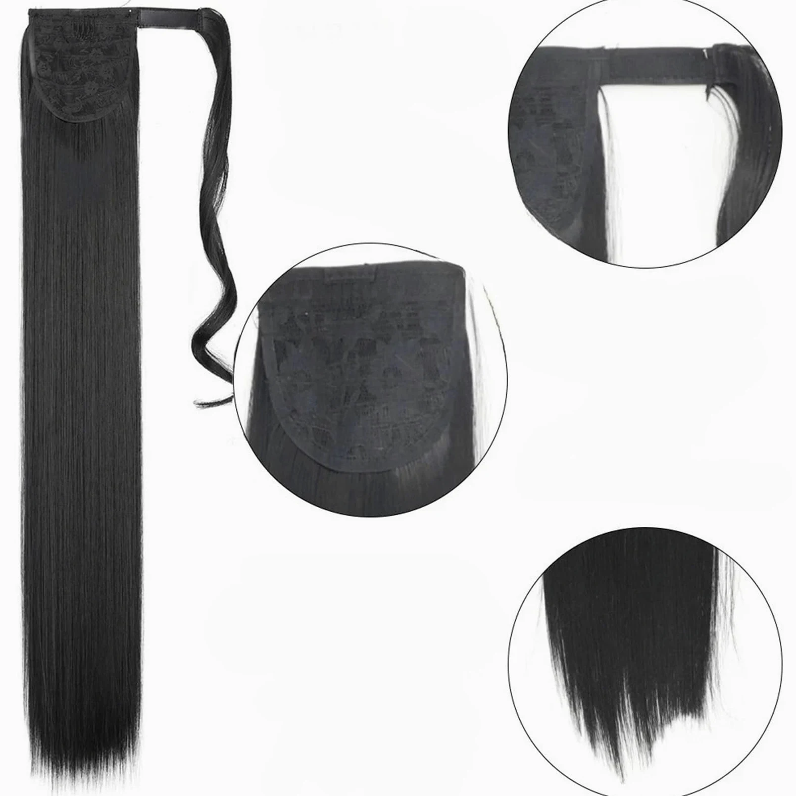 Peruka 22''34'' Long Straight Ponytail Wrap Around Clip In Extensions Black Hairpiece Headwear(Color3,34Inches 85cm)