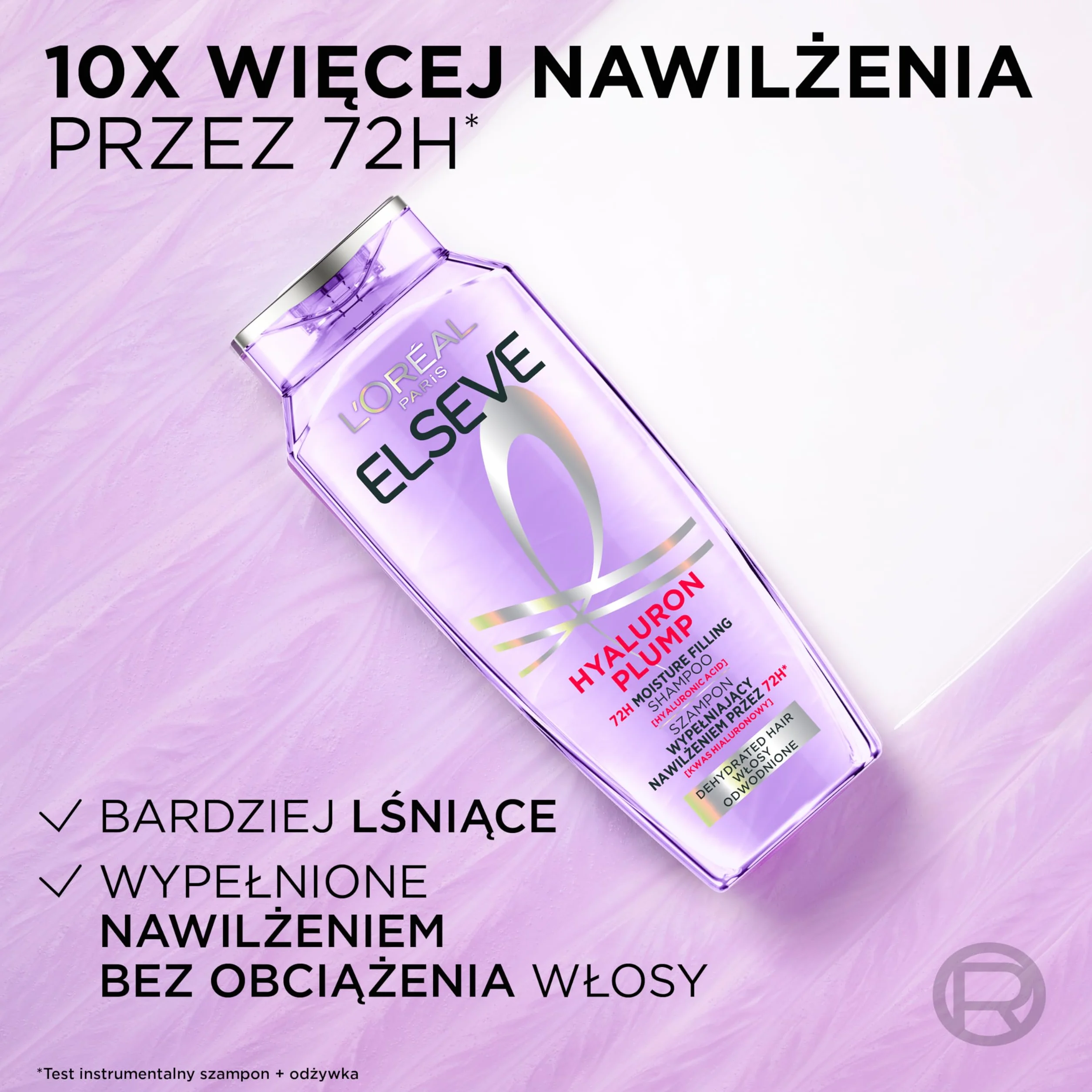L'Oréal Paris Elseve, szampon nawilżający dla błyszczących i zdrowych włosów, z kwasem hialuronowym dla zwiększenia nawilżenia, Hyaluron Plump, 400 ml