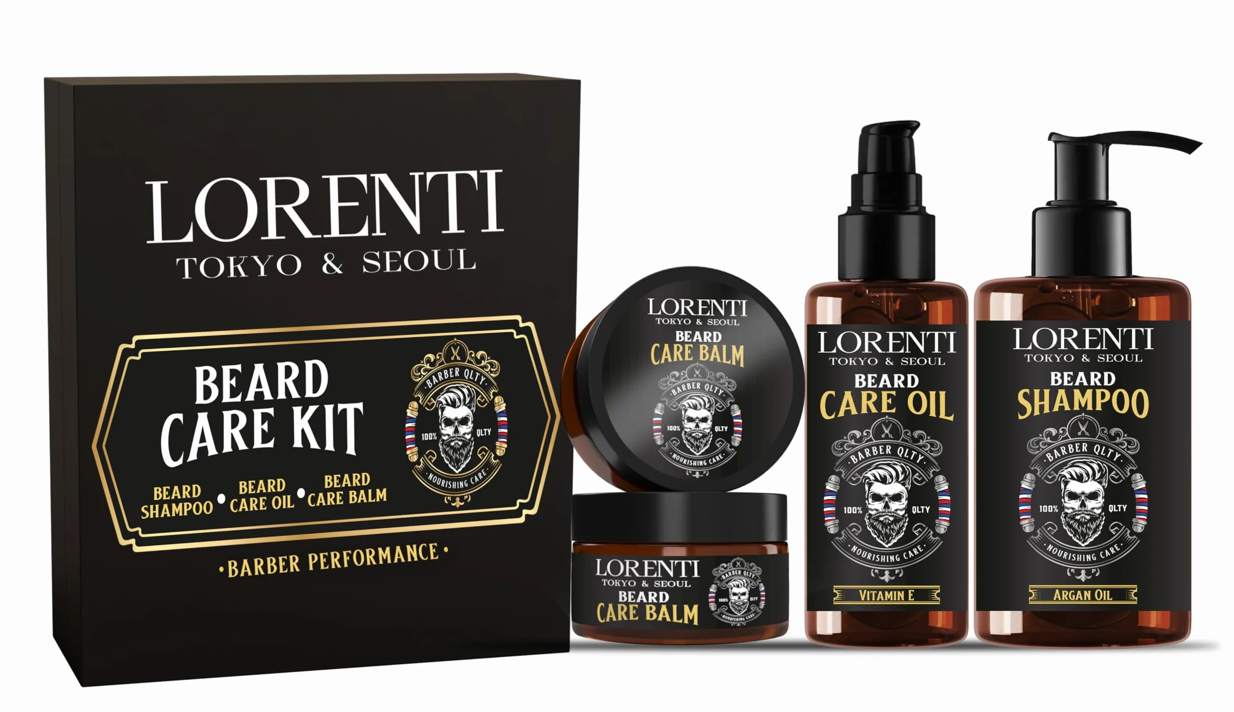 LORENTI TOKYO & SEOUL Argan Barber zestaw do pielęgnacji brody Beard Care Kit olejek szampon balsam