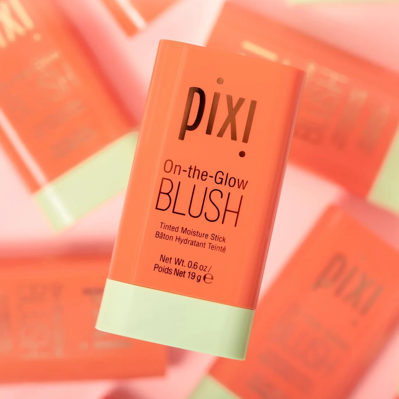 Pixi On-The-Glow Blush - soczysty, nawilżający, przyciemniany, wilgotny rumieniec w sztyfcie z żeń-szeniem, aloesem i ekstraktami owocowymi, na policzki i usta, 19 g, 17 g, bez parabenów