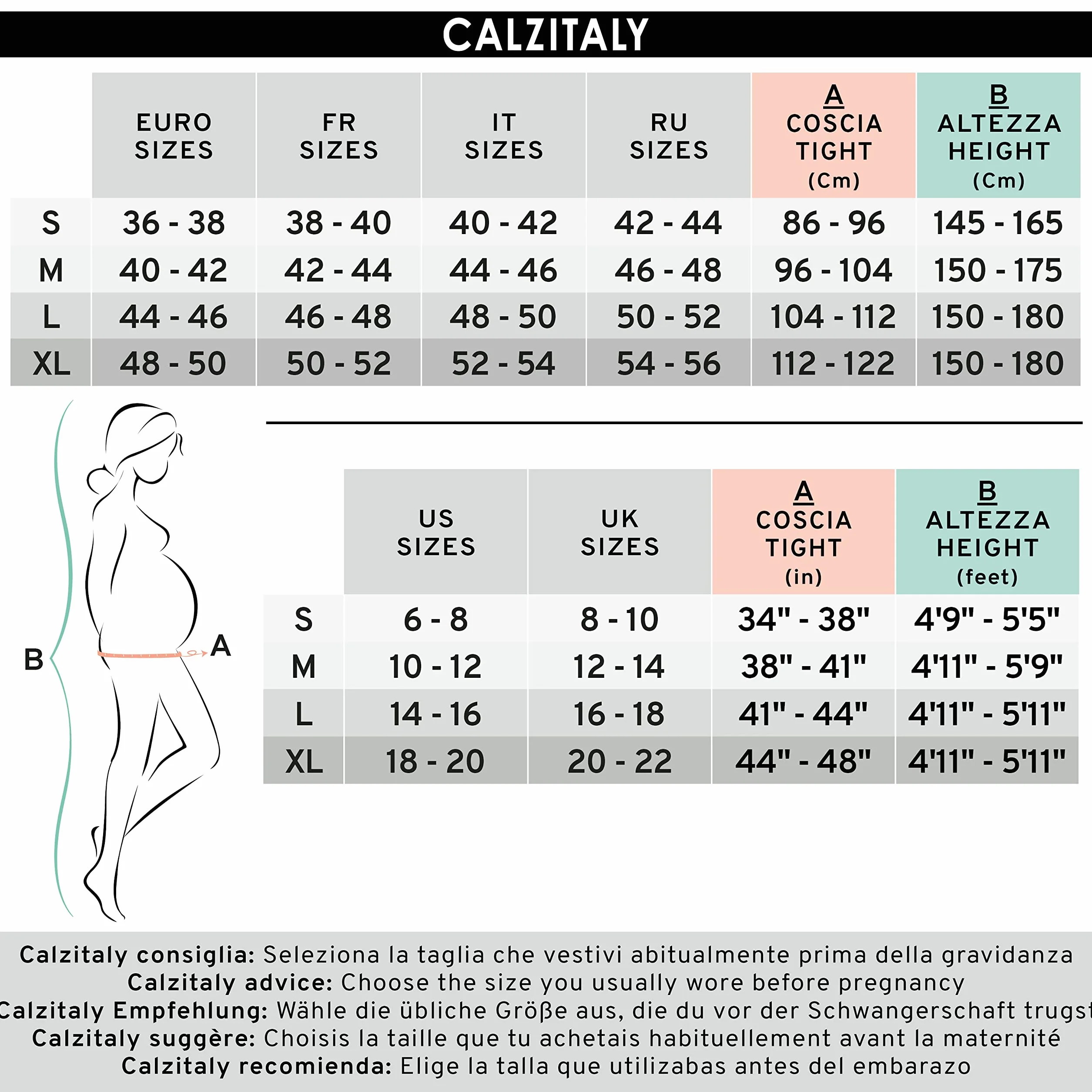 CALZITALY Spodnie ciążowe z wiskozy i bawełny, spodnie ciążowe, nieprzezroczyste spodnie dla kobiet w ciąży, czarne, zielone, S, M, L, XL, Made in Italy, czarny, XL